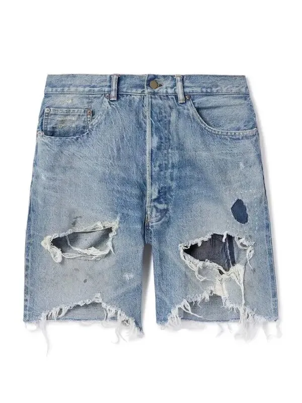 Saint Michael Damage Denim Shorts | Blue | XL | $985 · Whatnot