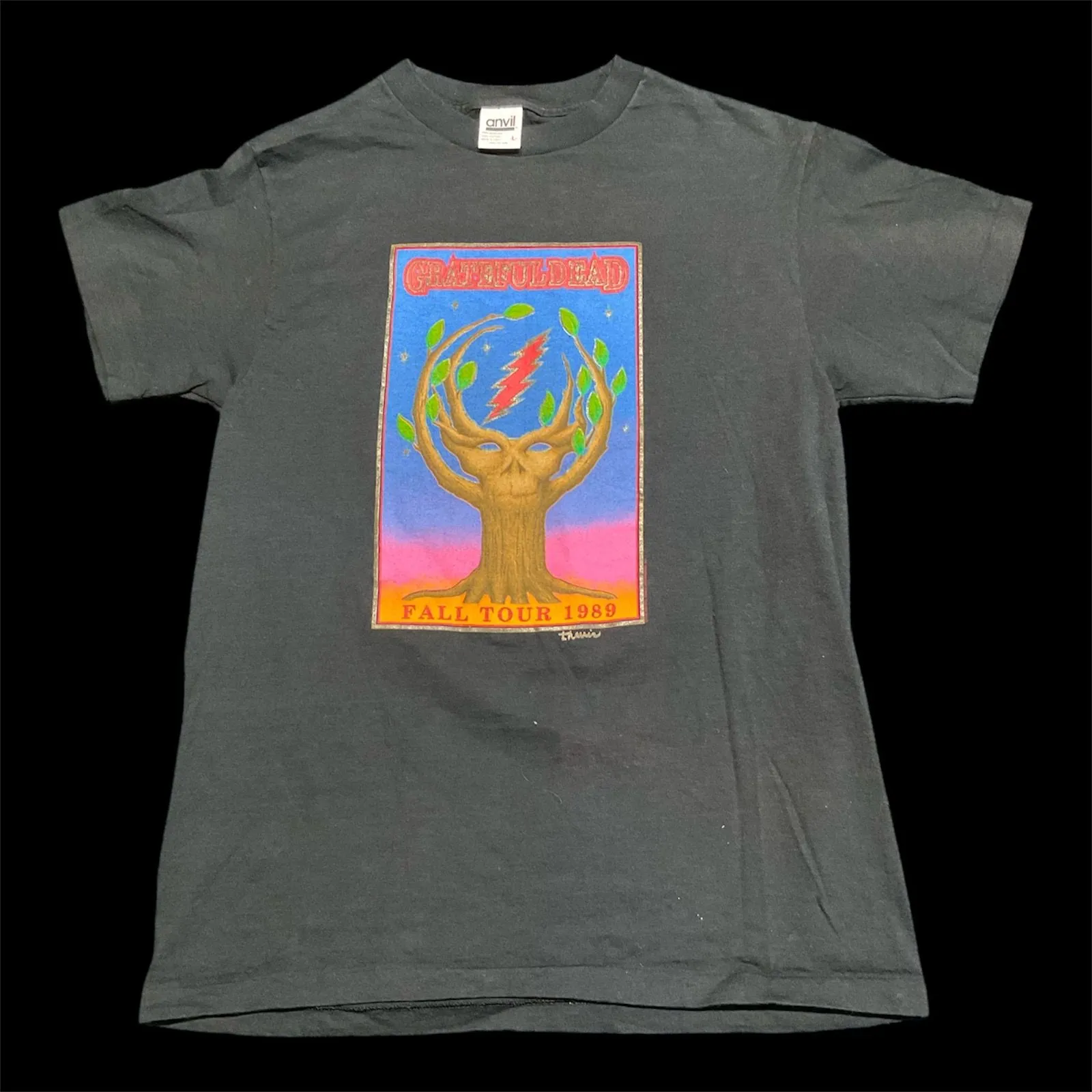 Grateful Dead 1989 Fall Tour Graphic T-Shirt Black Mens XL