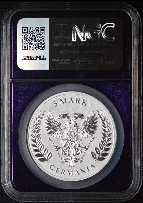 Lady Germania 2025 5 Mark 1 Oz Pure Silver NGC MS70 Trader Bea
