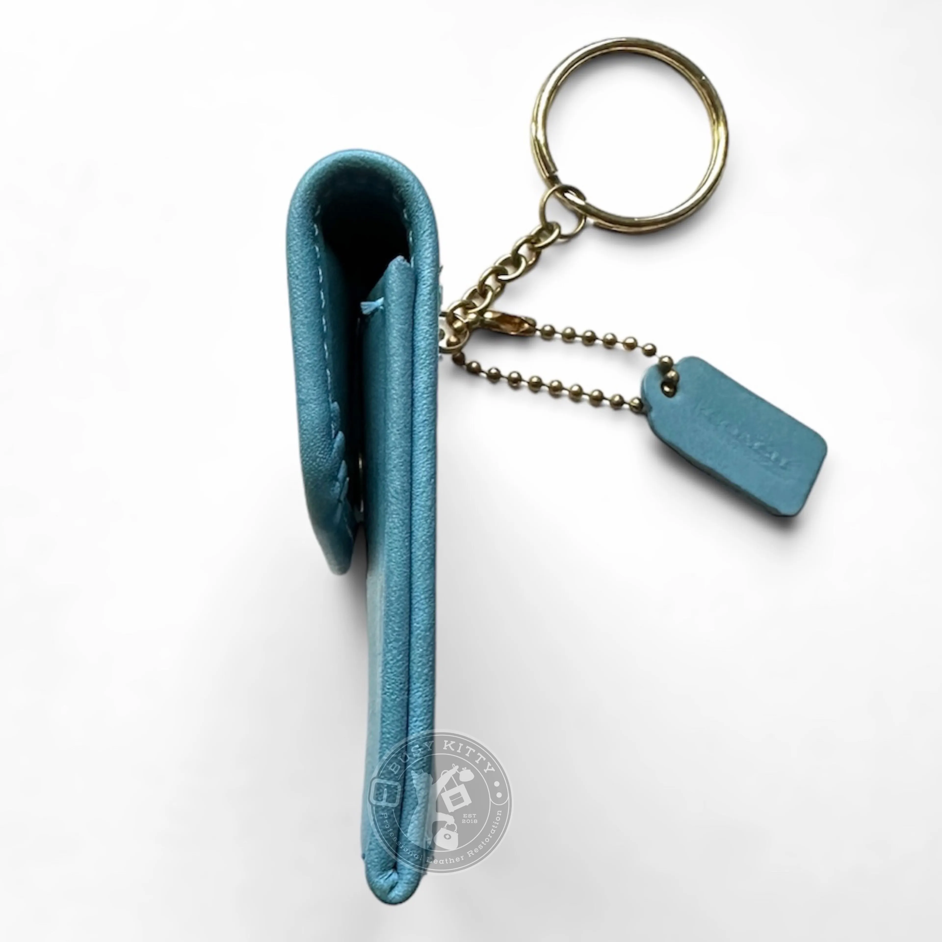 Rare NWOT Vintage Coach Signature Coin Purse Key Fob in Glacier