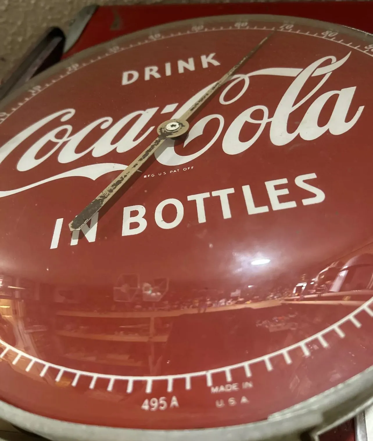 Vintage Drink Coca Cola In Bottles Thermometer, Glass 495 A