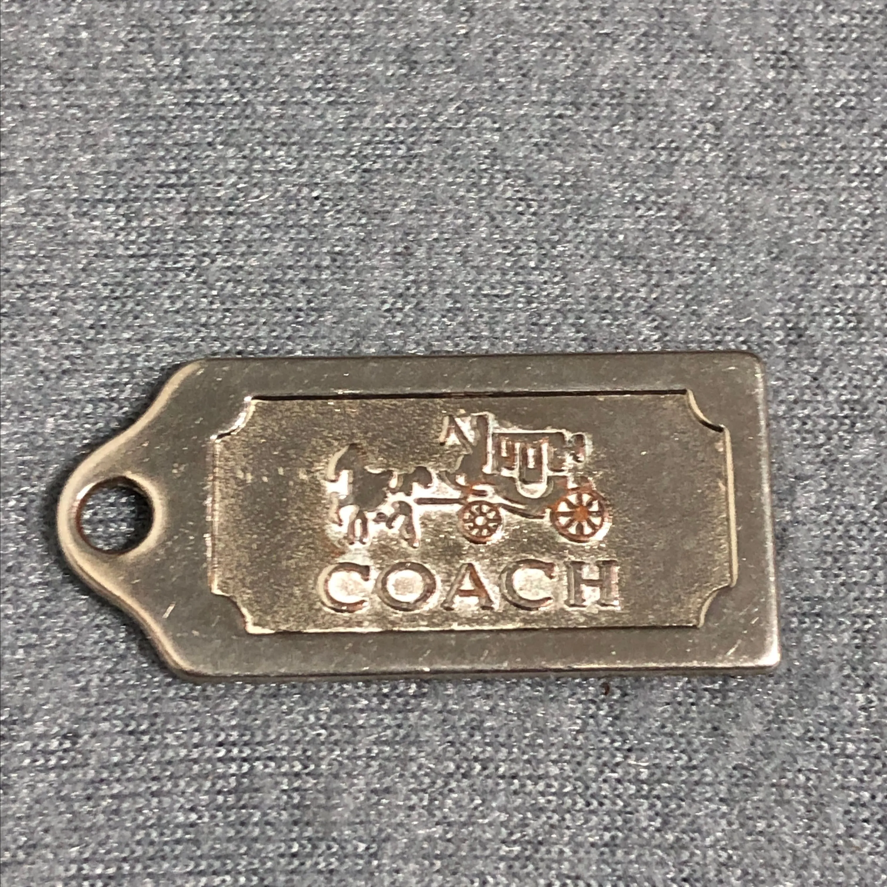 COACH SILVER METAL HORSE AND CARRIAGE Bag Charm Hang Tag / Key