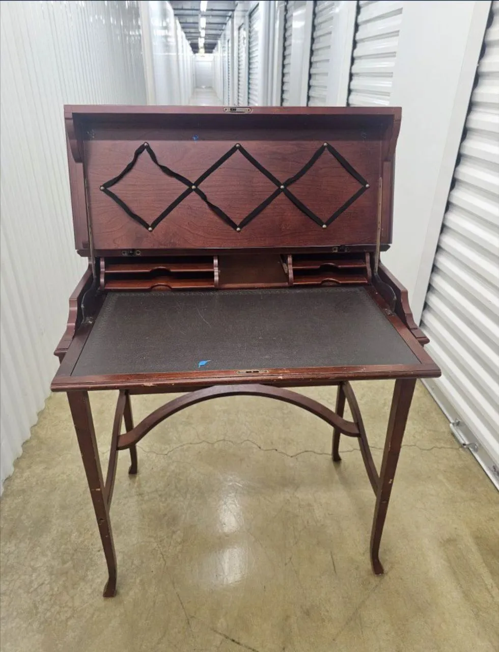 Vintage Bombay Company Mahogany Writing Secretary Desk Whatnot Buy Sell Go Live
