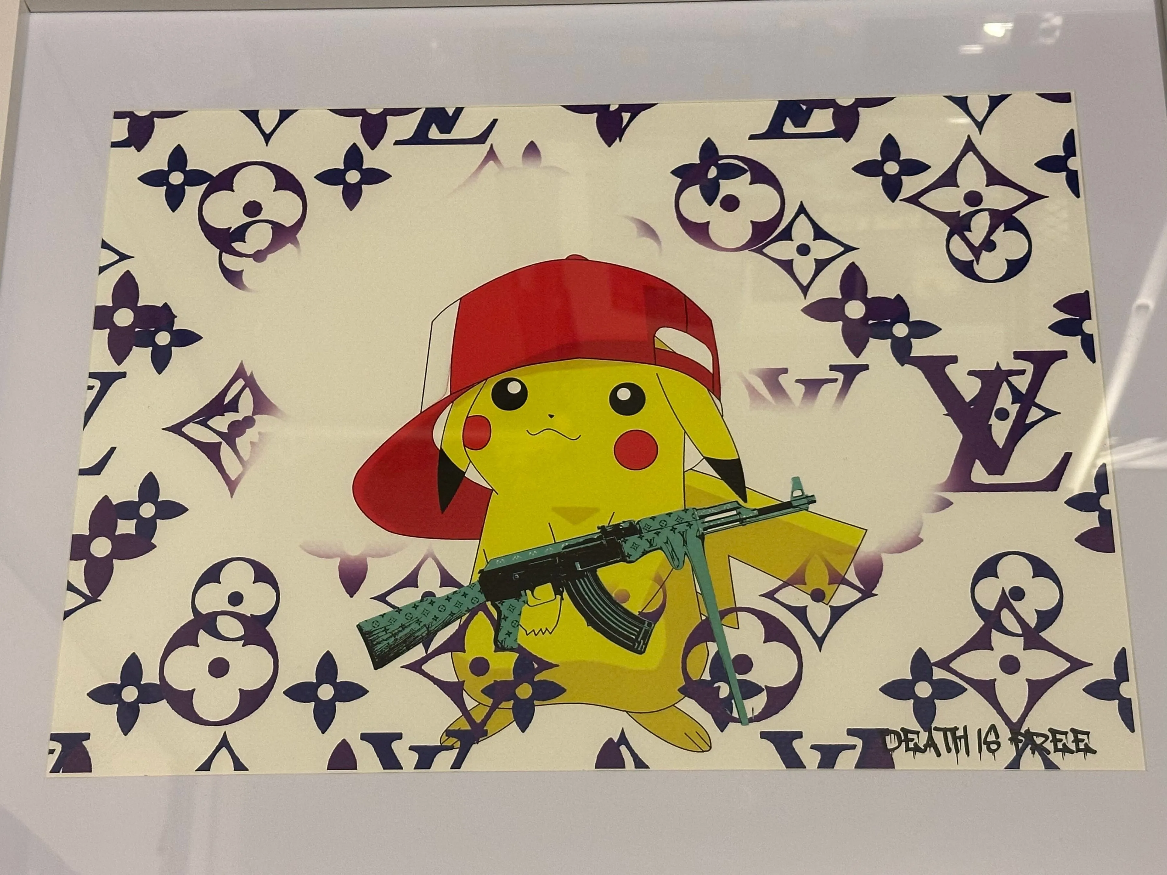Death NYC Ltd Ed ピカチュウ　ルイヴィトン　背景油絵 額装 Death NYC Ltd Ed ピカチュウ ルイヴィトン 背景油絵