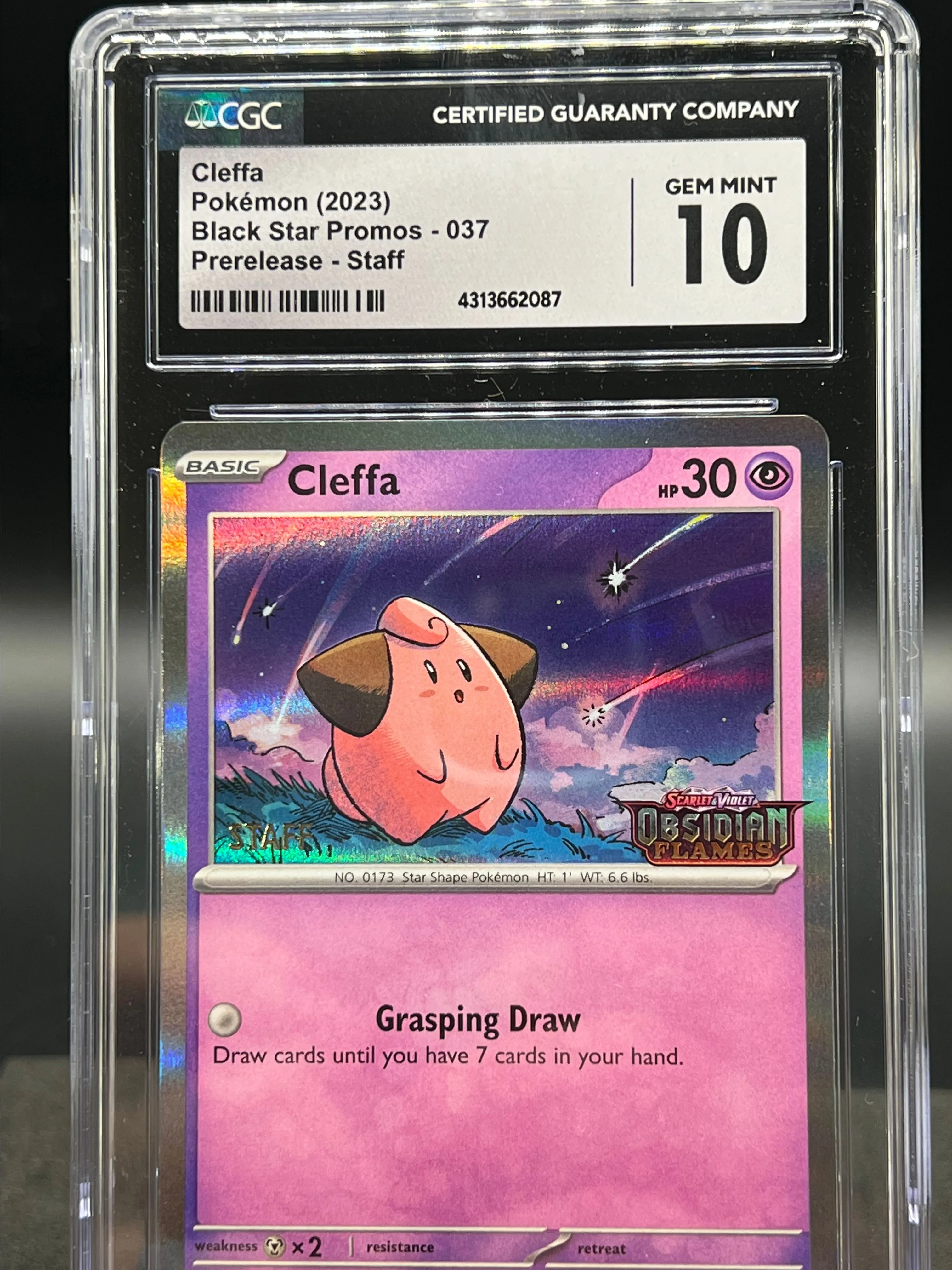 Cleffa Staff Promo 37 Obsidian Flames Black Star Super Low Pop
