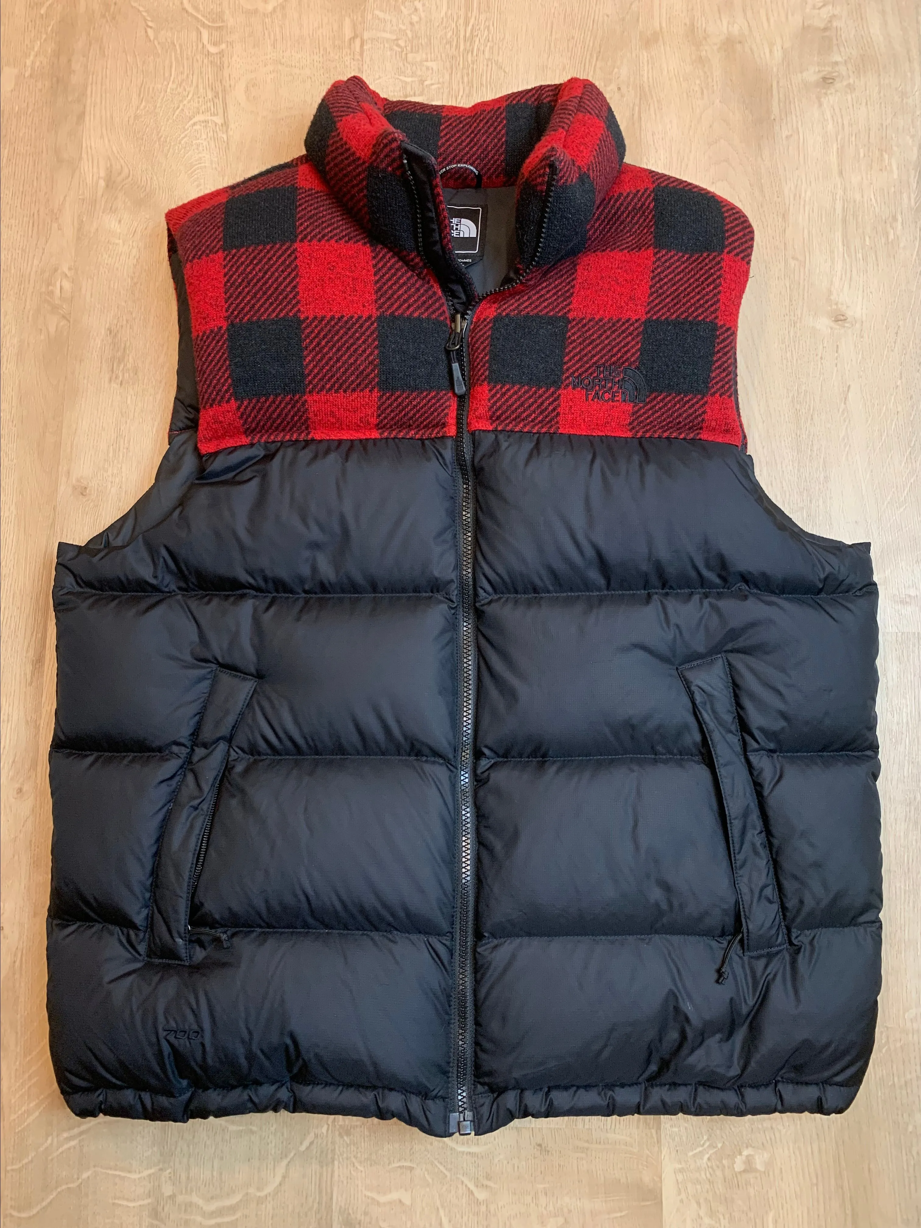 The North Face Nuptse 700 Lumberjack Red Plaid Down Puffer Vest Jacket Mens Large L Black Whatnot Buy Sell Go Live