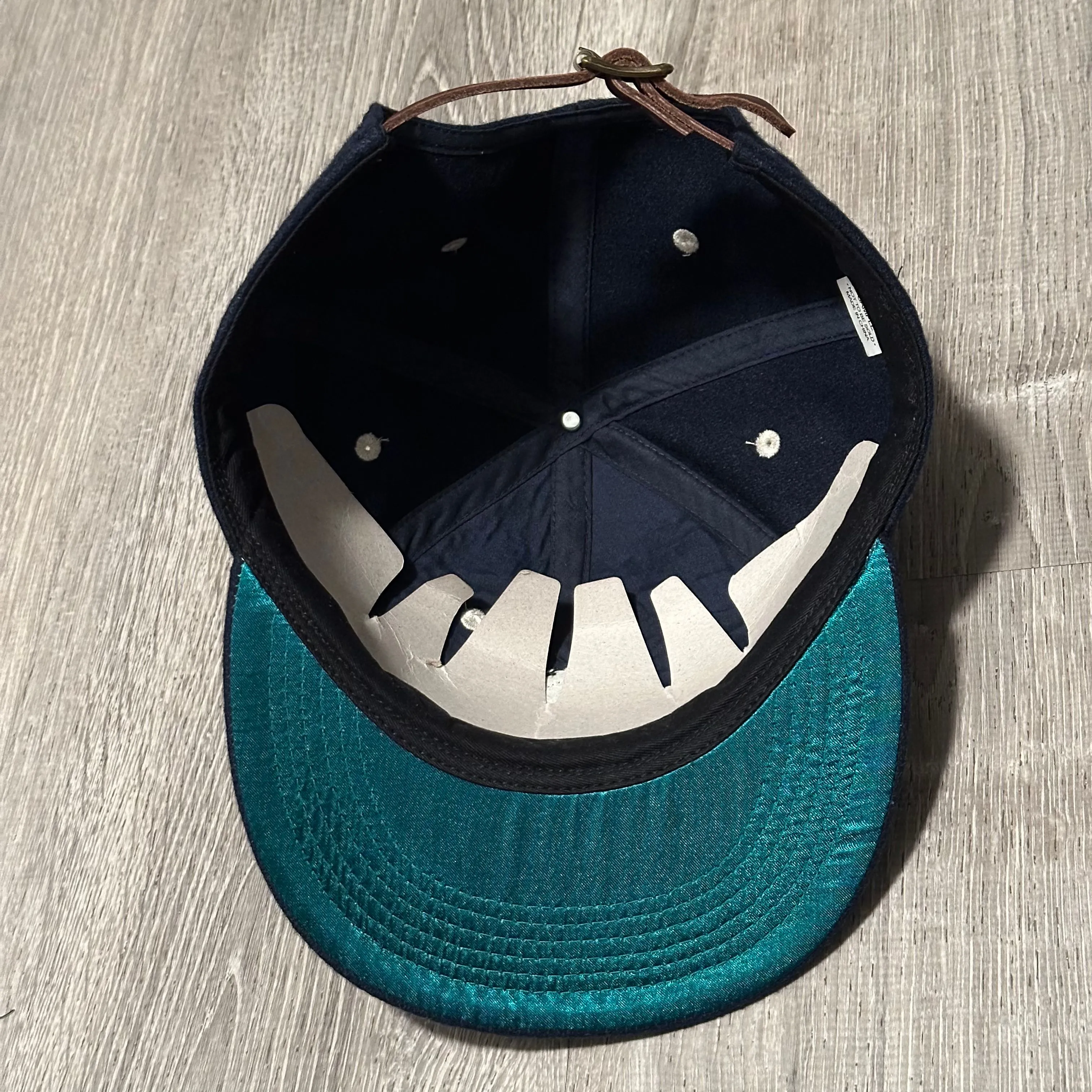 Stussy x Ebbets Field Flannels Strapback Leather Strap Hat Gothic