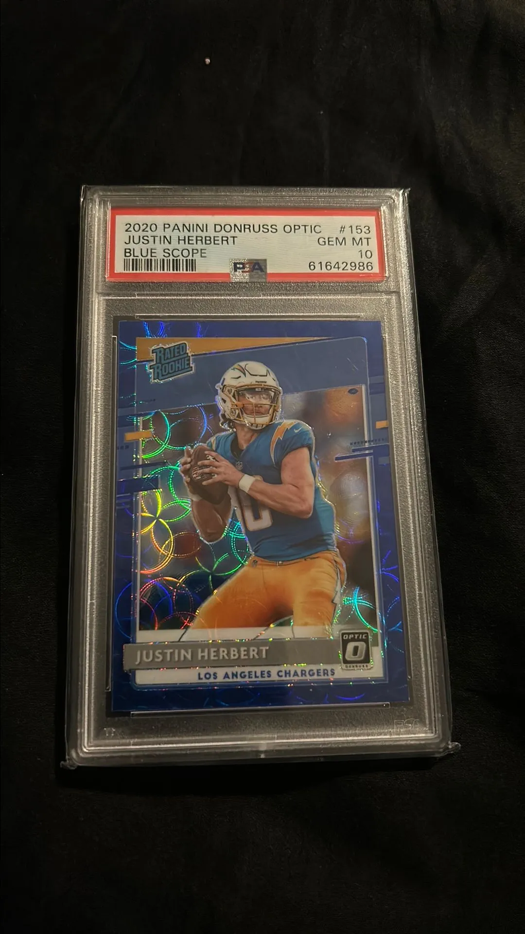 2020 Panini Donruss Optic Justin Herbert 153 Rated Rookie RC Prizm PSA 9 Mint outlet