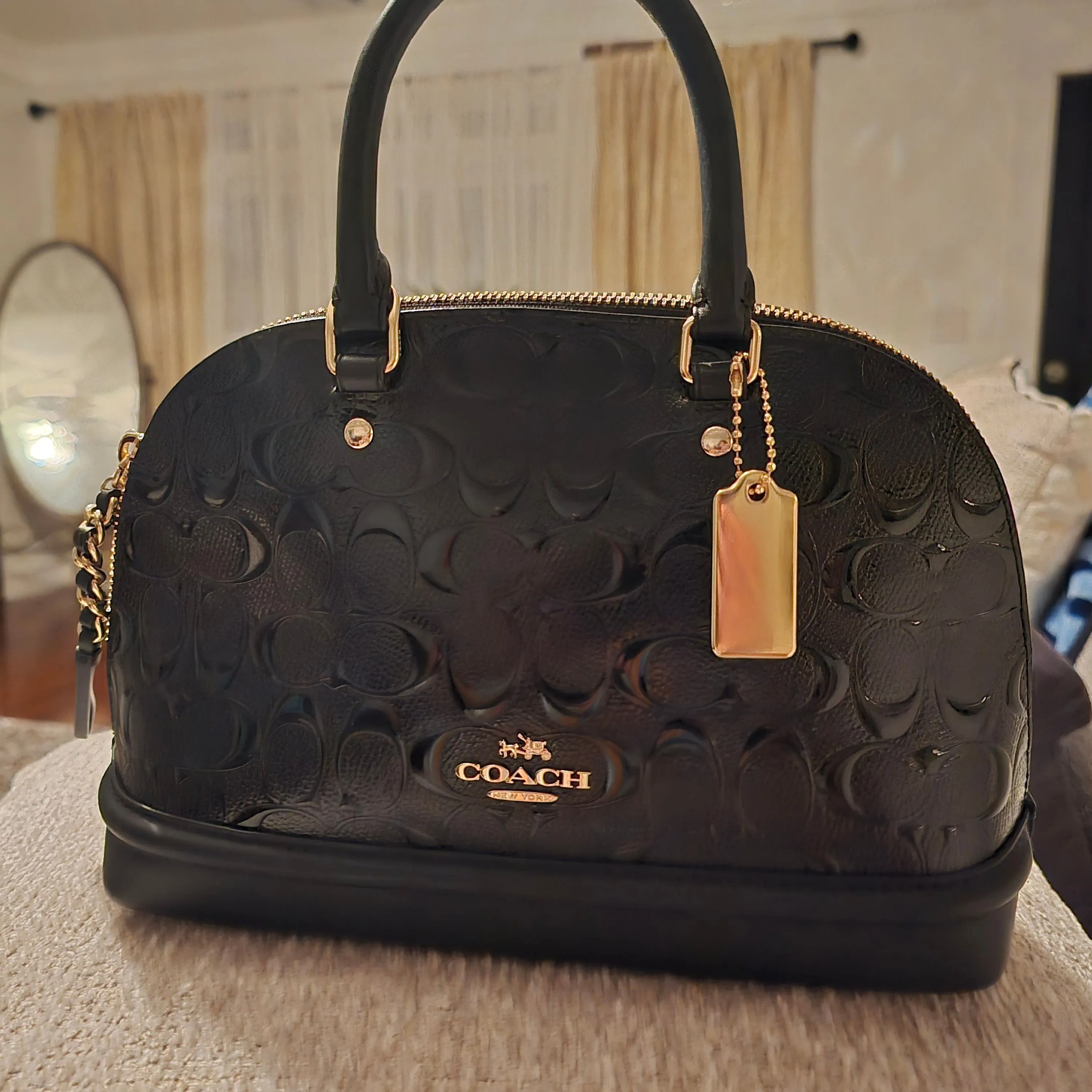 Coach mini sierra embossed black deals