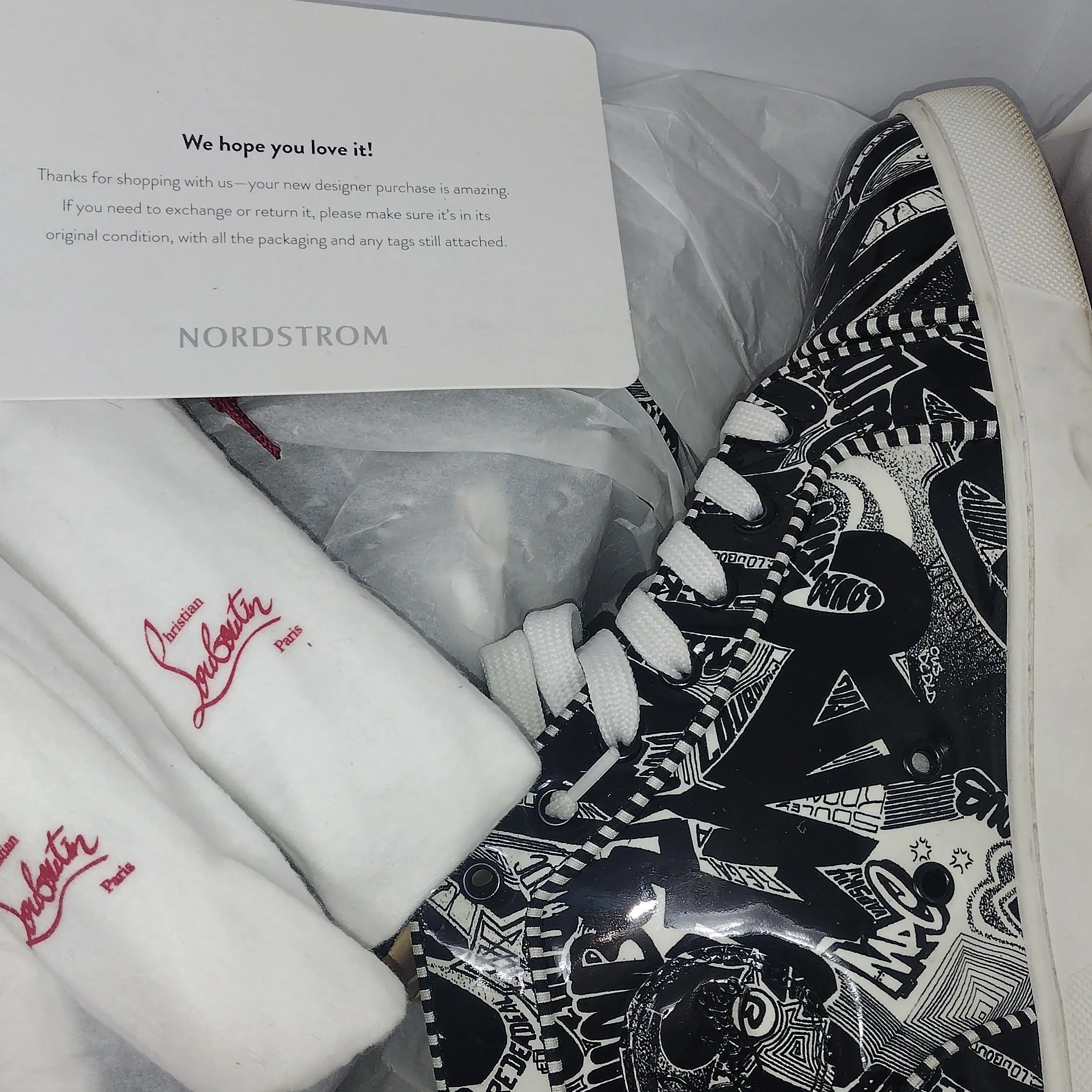 Louboutin black and white best sale