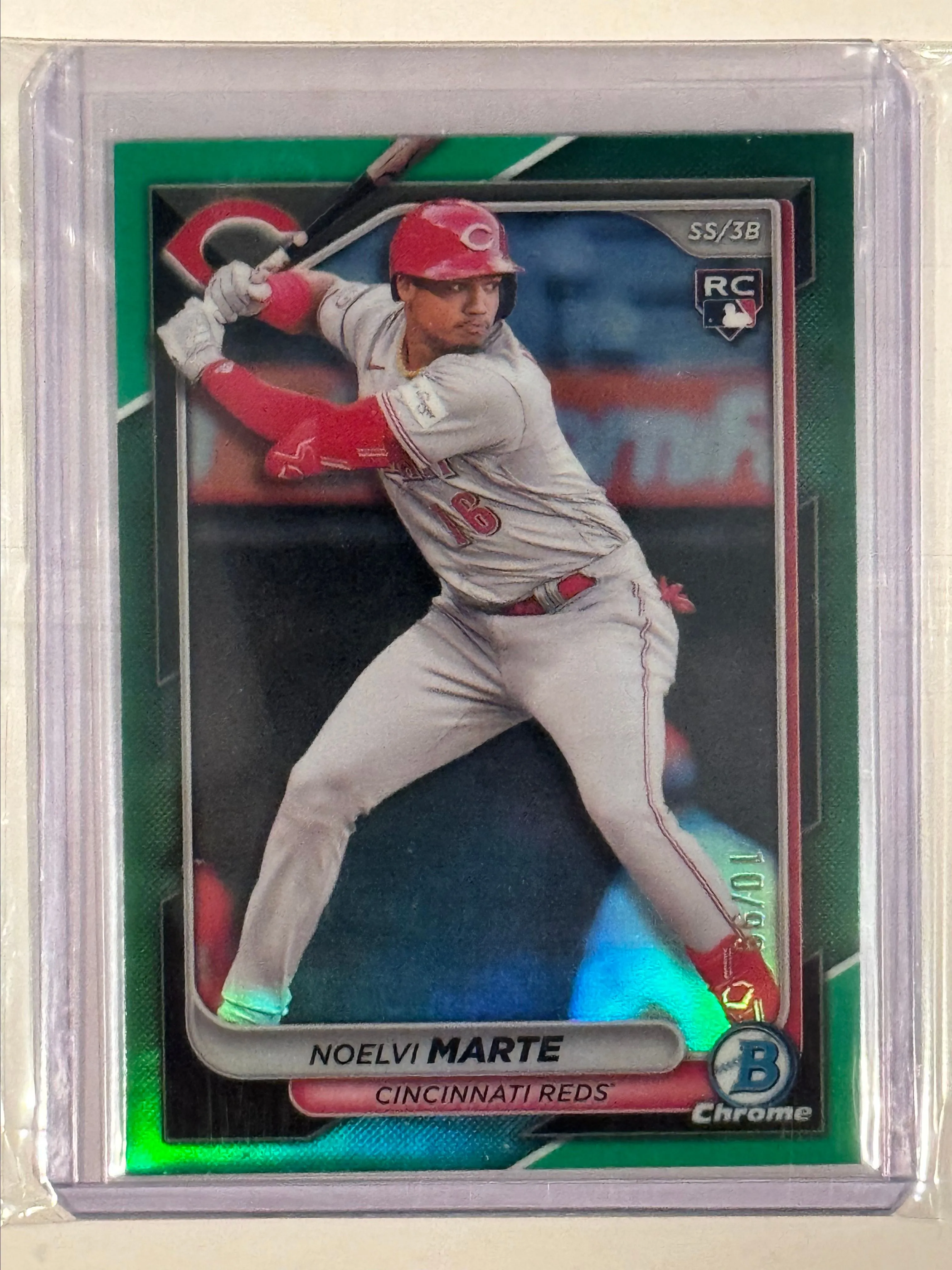 2019 1st Bowman Chrome Noelvi Marte #BCP-97 Green Shimmer Refractor sale /99 PSA 9