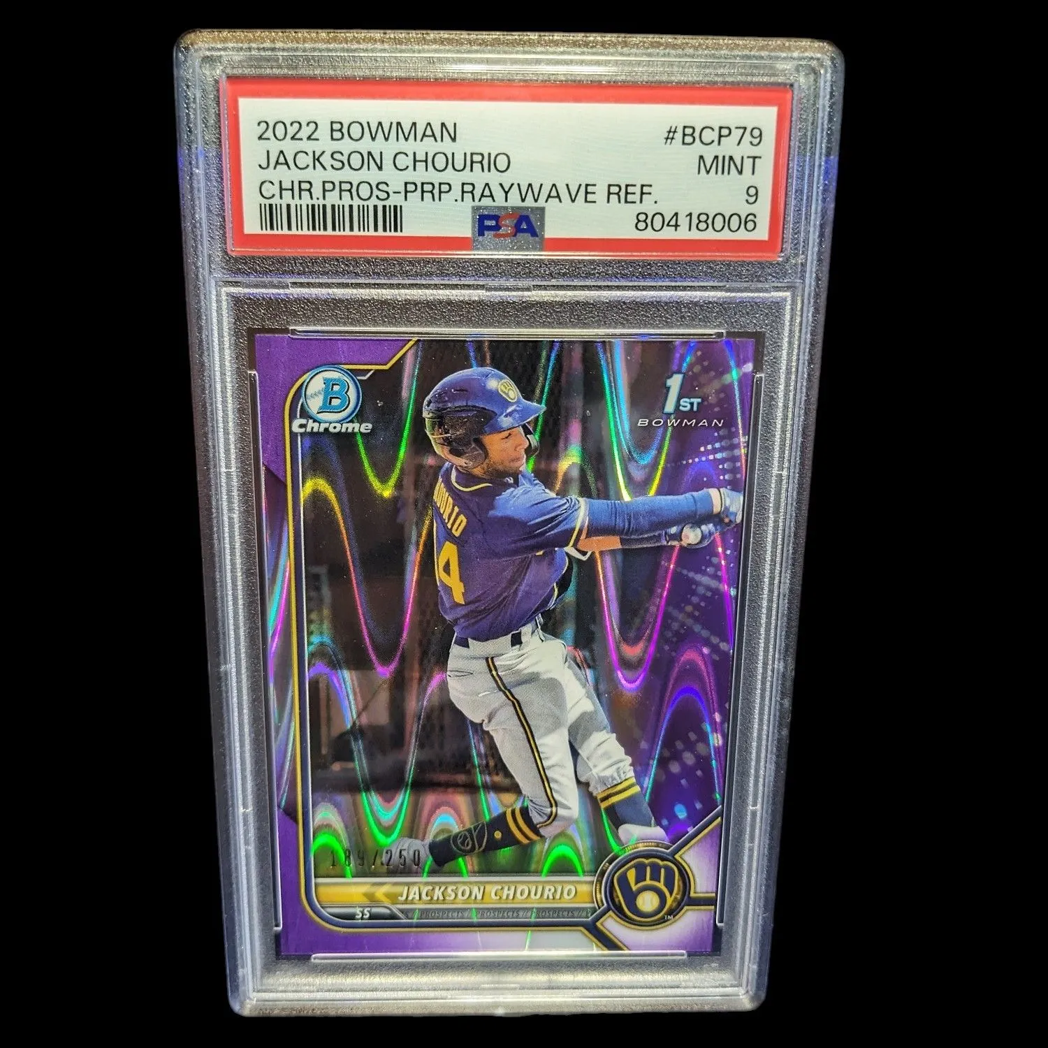 2022 2024 Bowman Chrome Prospects Jackson Chourio PSA 10 Gem Mint