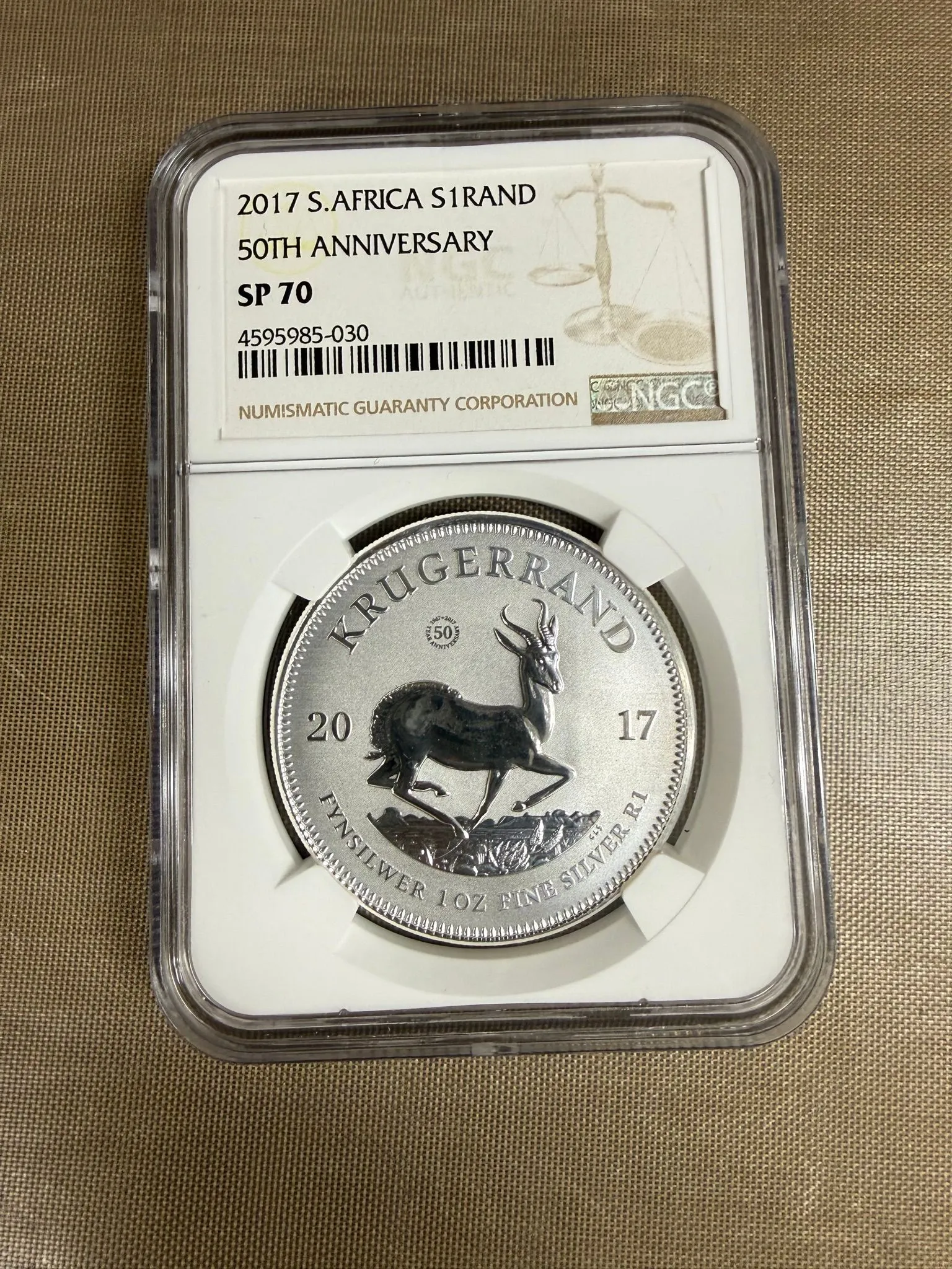 2017 South Africa 1 Rand Krugerrand 50th Ann 50 Privy NGC SP70