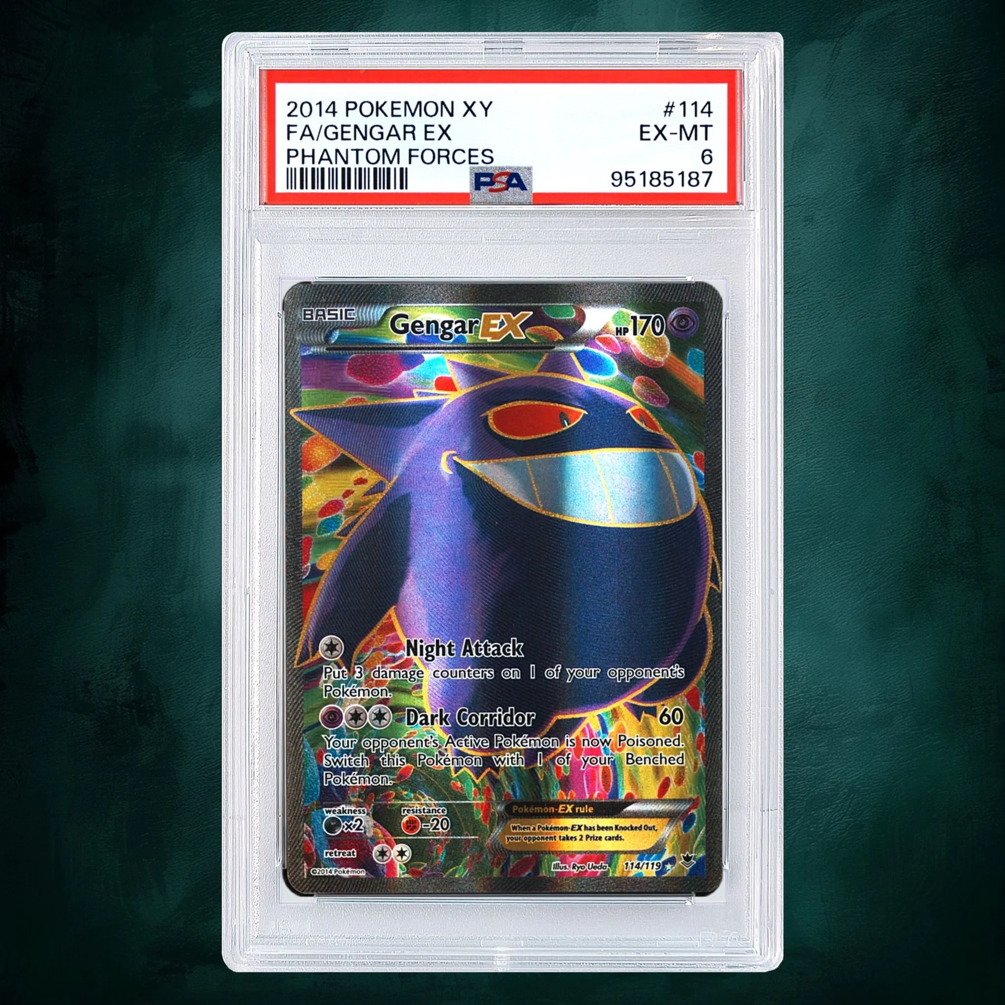 2014 POKEMON XY FA/GENGAR EX PHANTOM FORCES #114 EX-MT 6