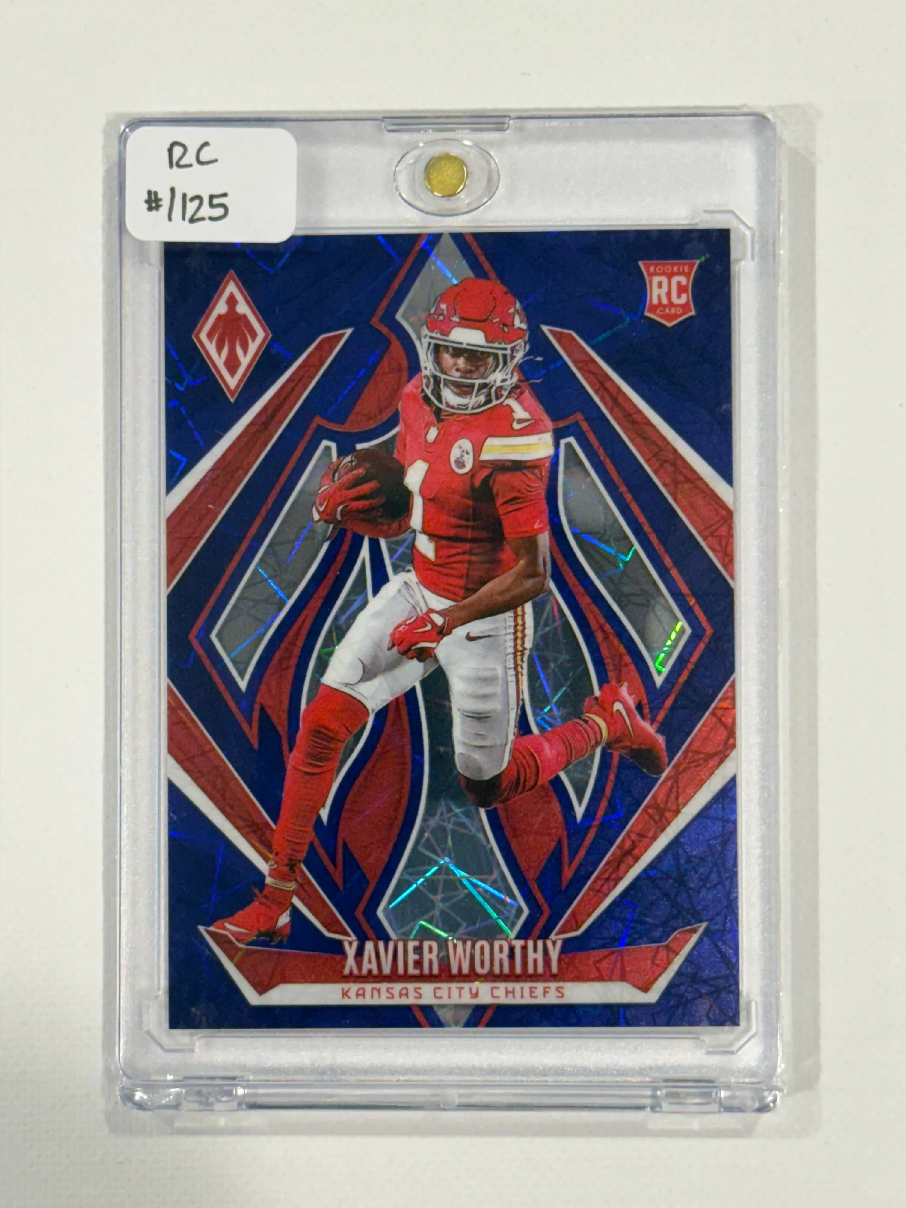 FB-81. 2024 Panini Phoenix Blue Lazer #250 Xavier Worthy RC