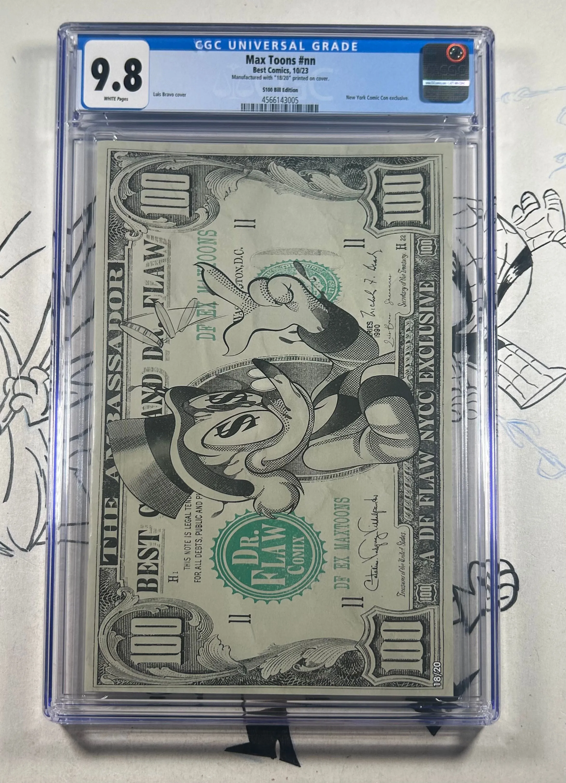 MAX TOONS CGC 9.8 $100 BILL EDITION LIMITED 18/20 DR FLAW