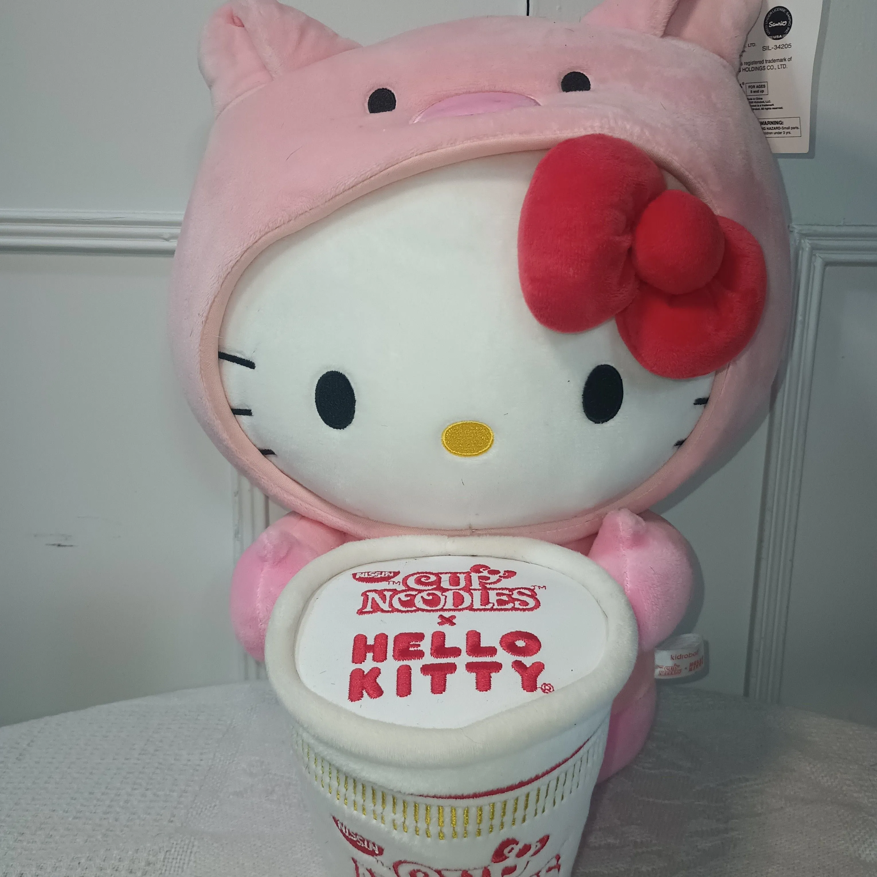 Kidrobot Hello Kitty With Cup of Noodles in Pig Costume Plush Doll 2024 Hk Collection