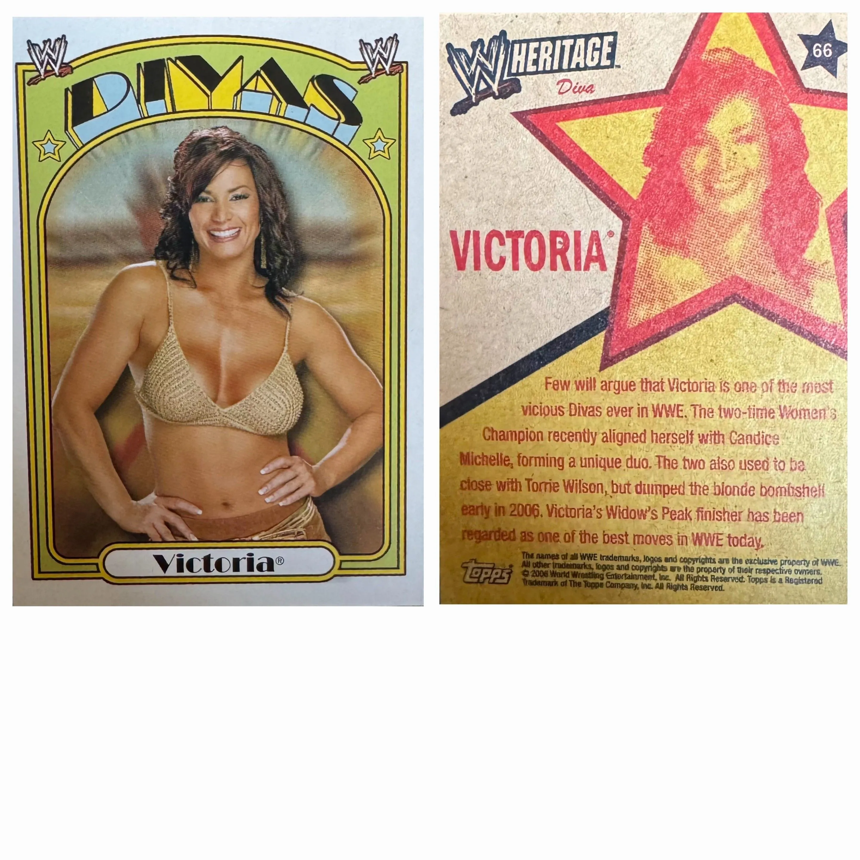 TRADING CARD #42 - AUTOGRAPHED WWE VICTORIA HERITAGE (TNA TARA