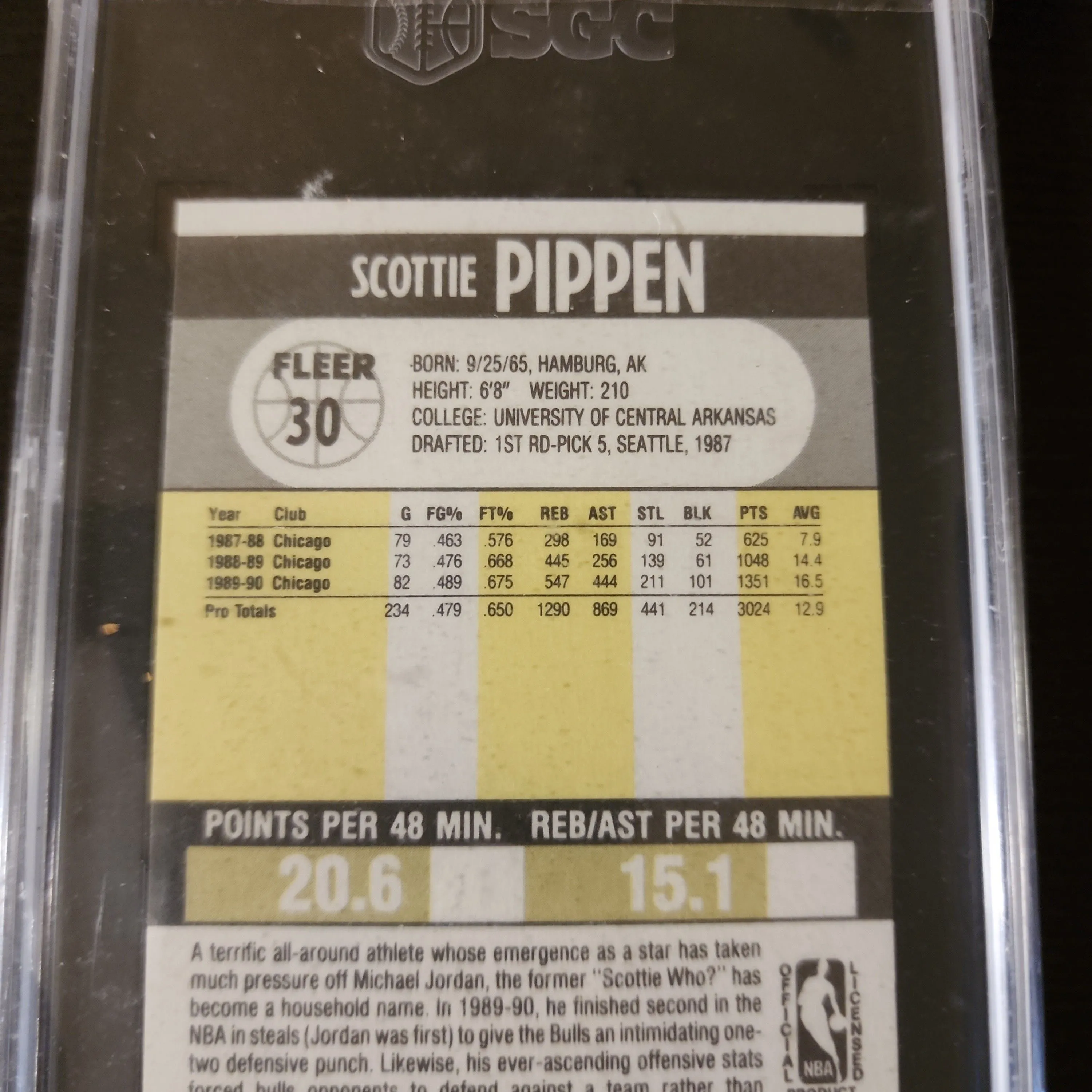 1990 Fleer Scottie 2024 Pippen error card