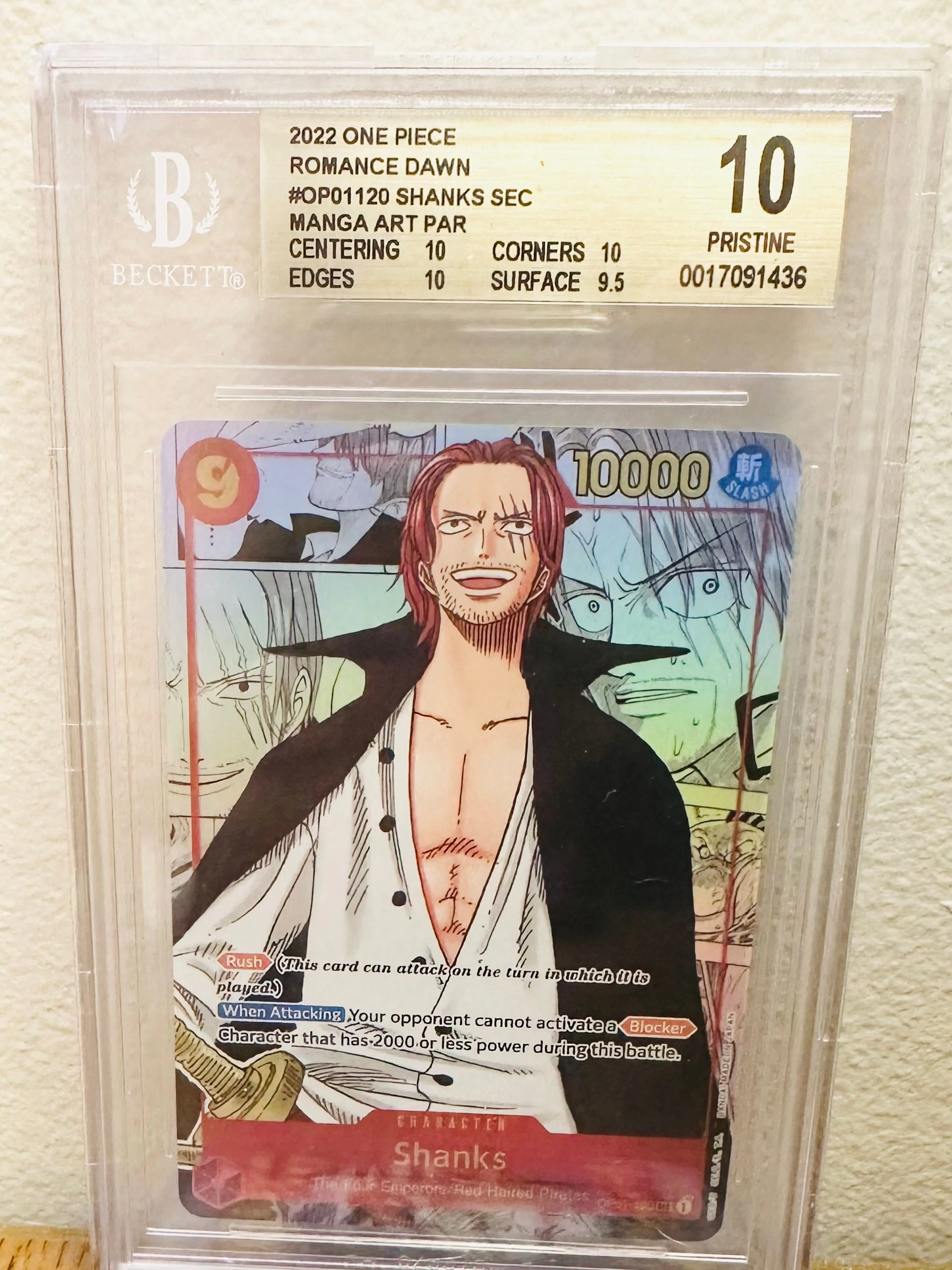 One piece deals Shanks secret rare Bgs 10 english