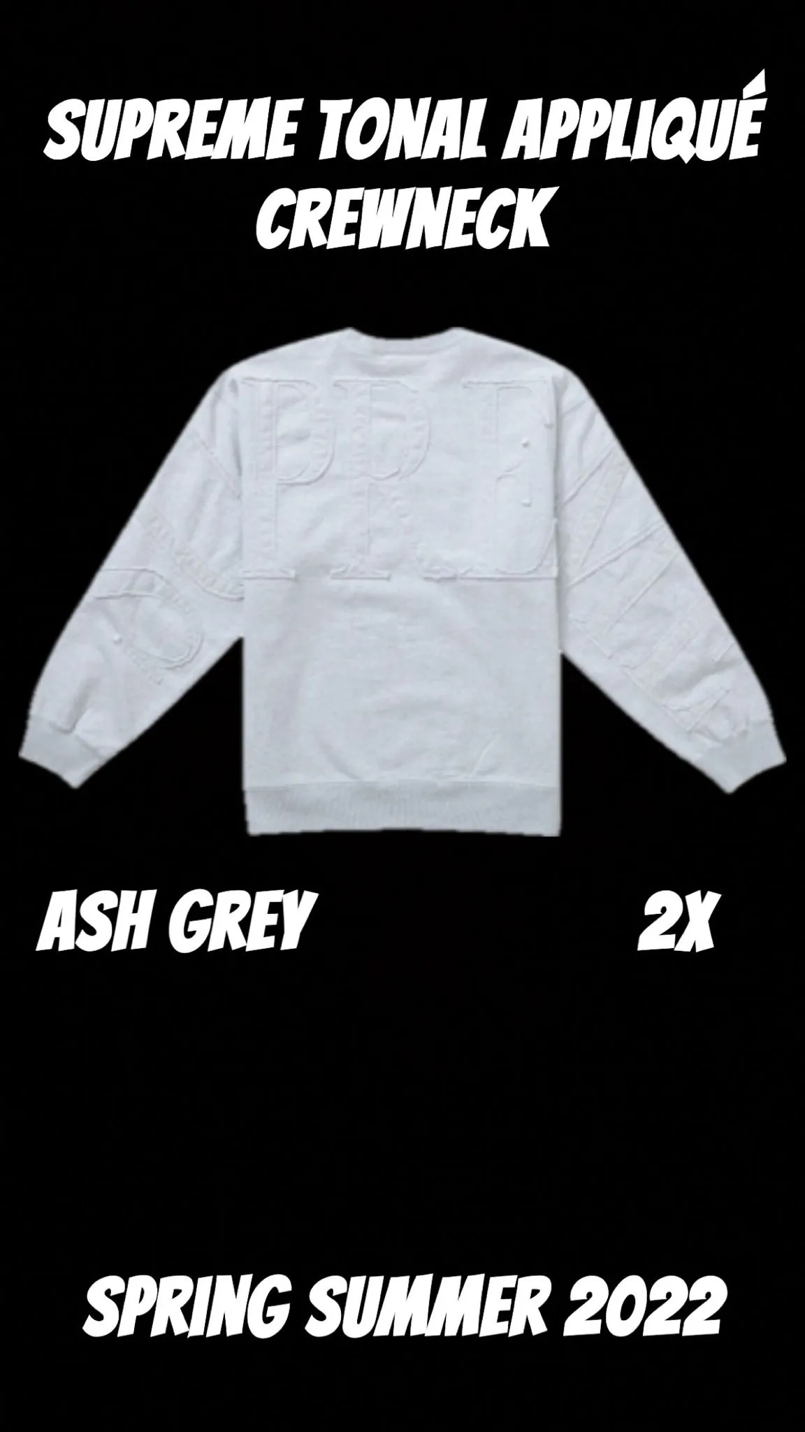 Supreme Tonal Appliqué crewneck · Whatnot: Shop, Sell, Connect