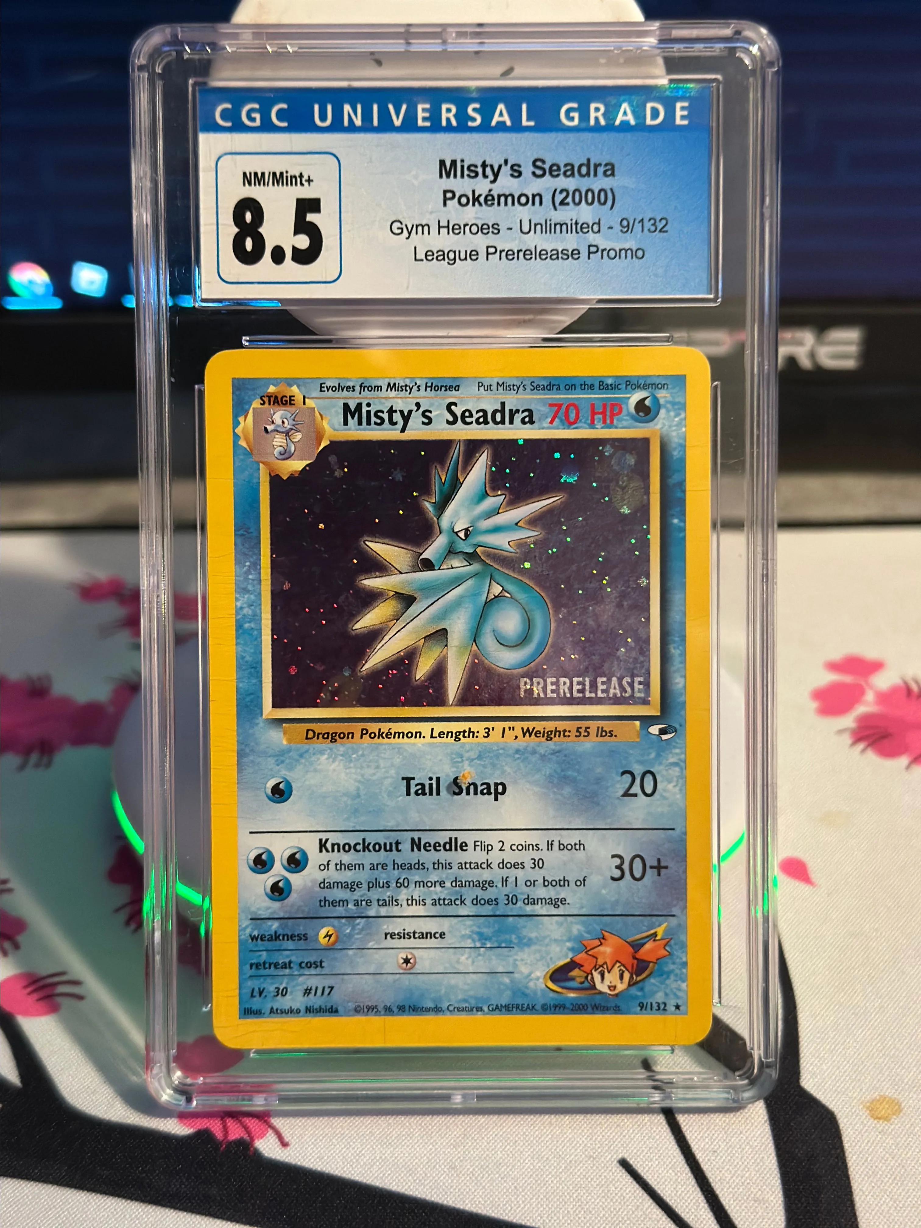 Pokémon Misty's Seadra PRERELEASE newest HOLO Promo card 9 of 132 MINT condition