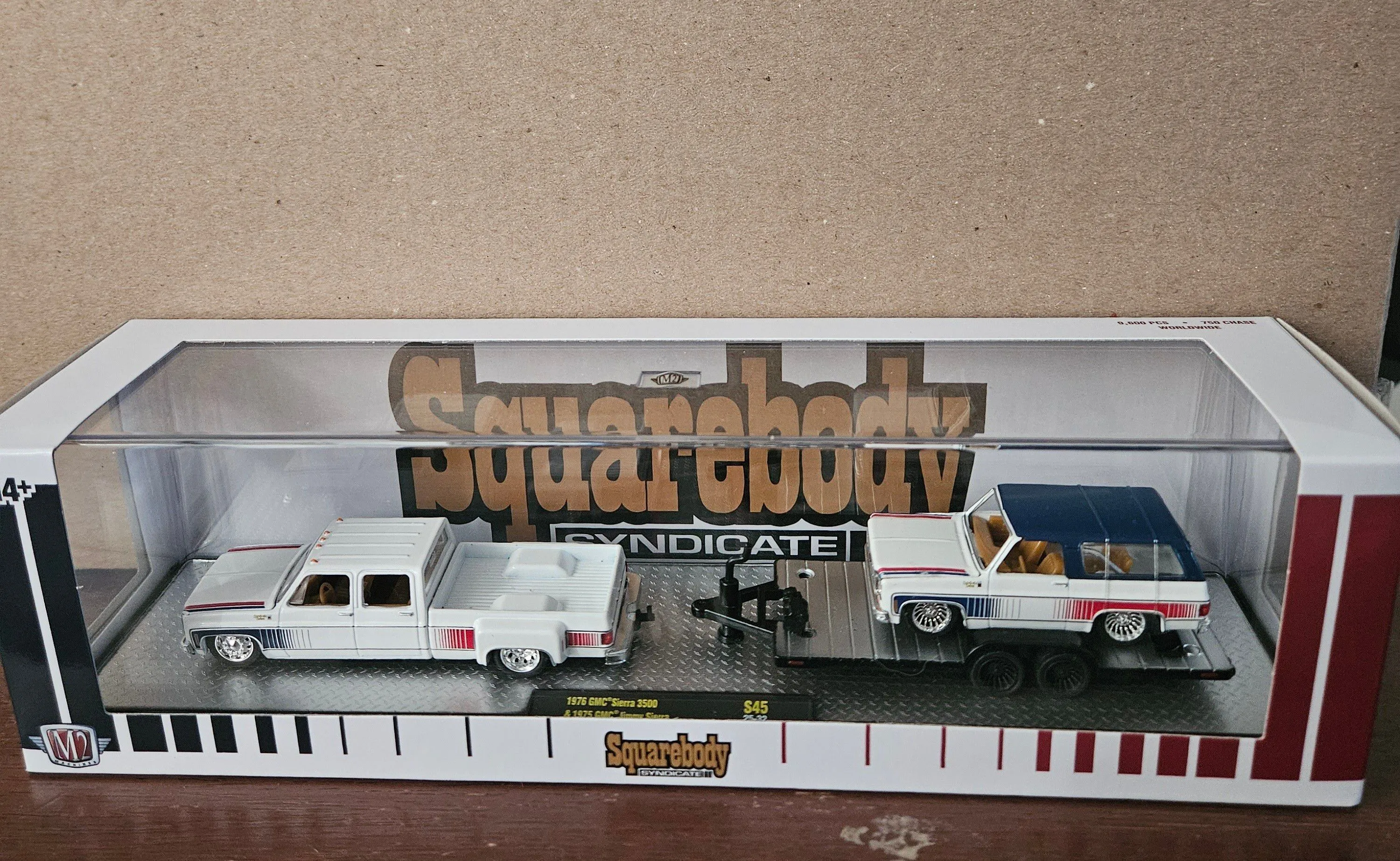 M2 MACHINES 76 GMC SIERRA 3500 DUALLY & 75 GMC JIMMY SIERRA