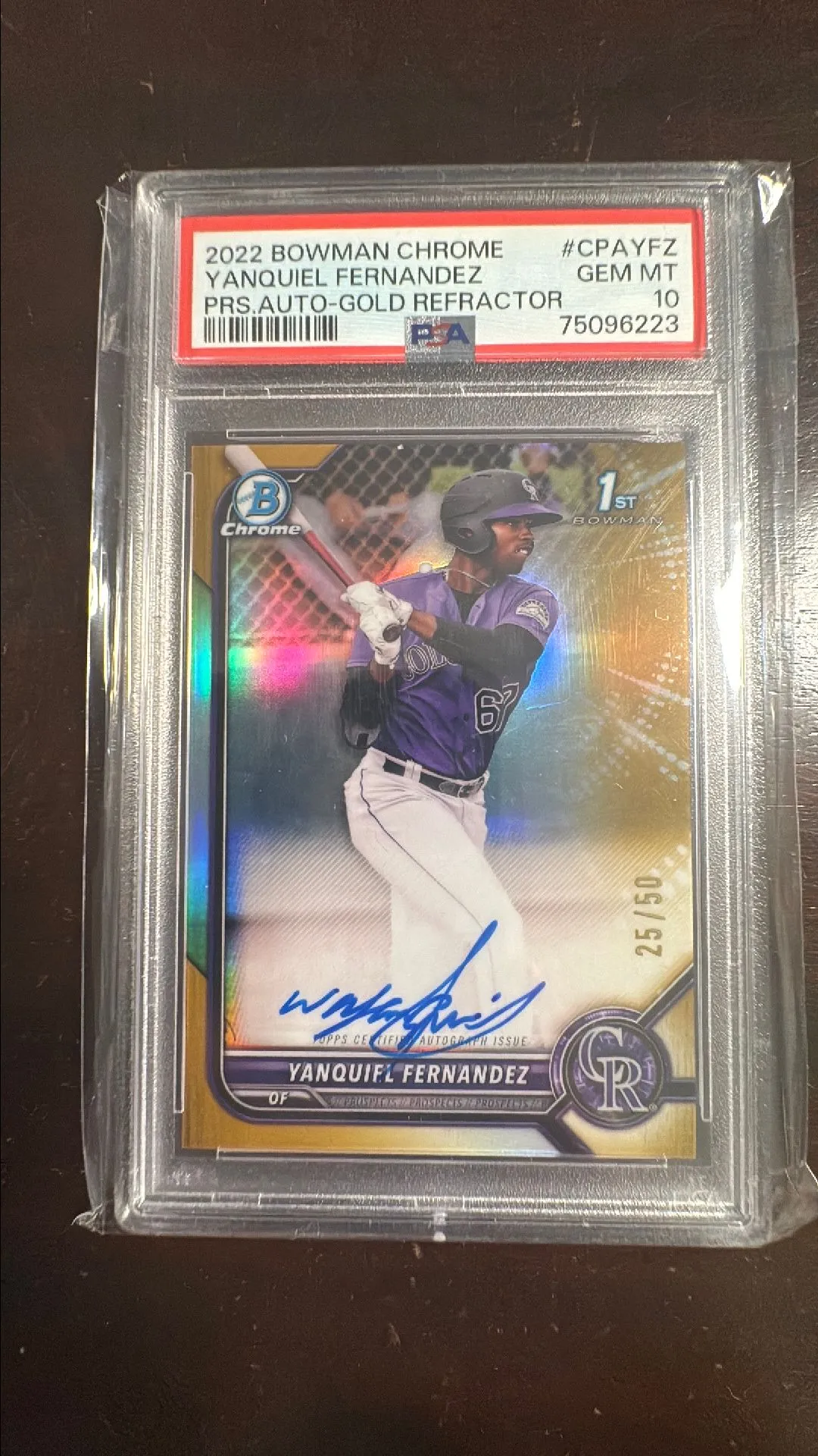 2022 Bowman 2024 Chrome Yanquiel Fernandez Auto PSA