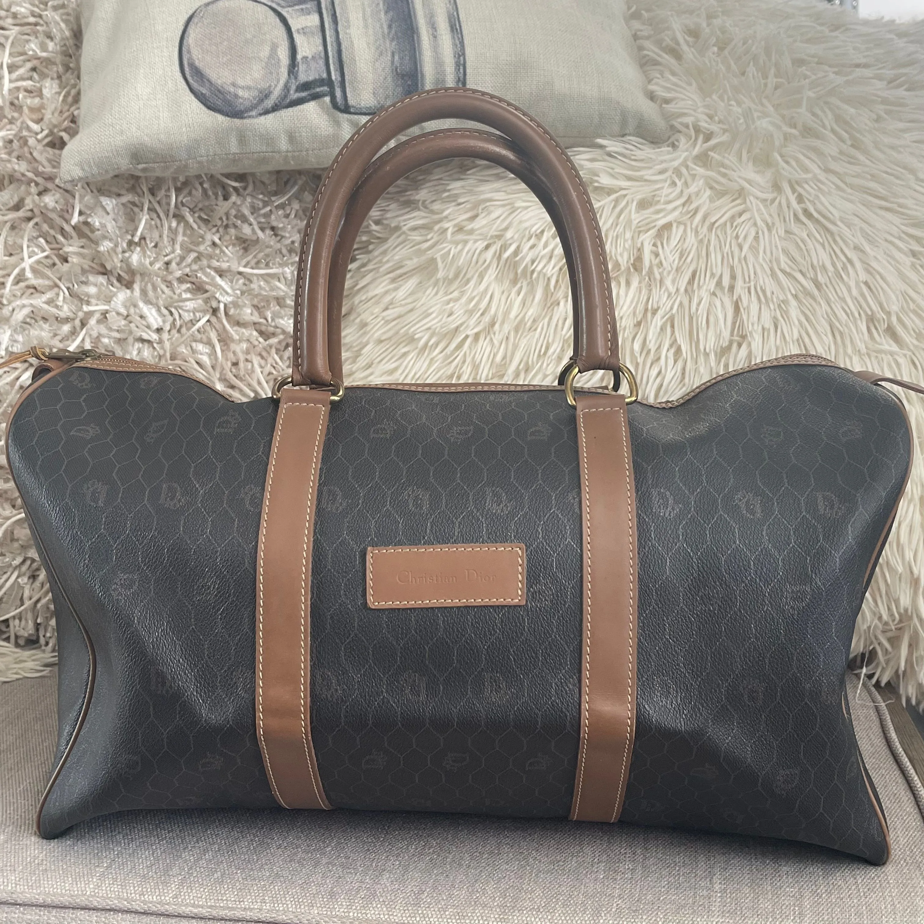 バッグ Christian Dior HONEYCOMB BOSTON HAND BAG Christian Dior Black Monogram Trotter Honeycomb Boston