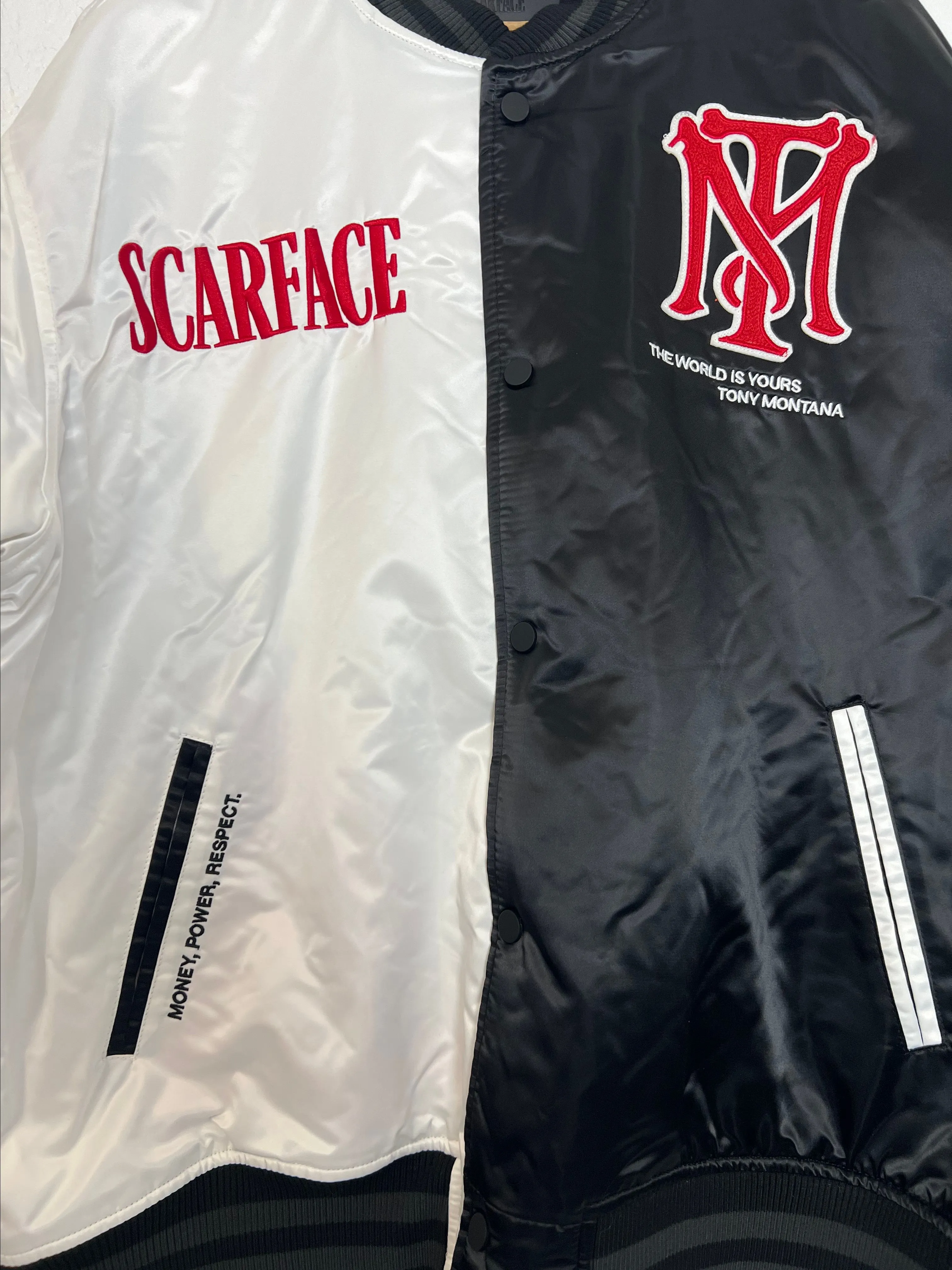 NEW* SMALL 💥 SCARFACE 💥 MENS SPLIT VARSITY JACKET