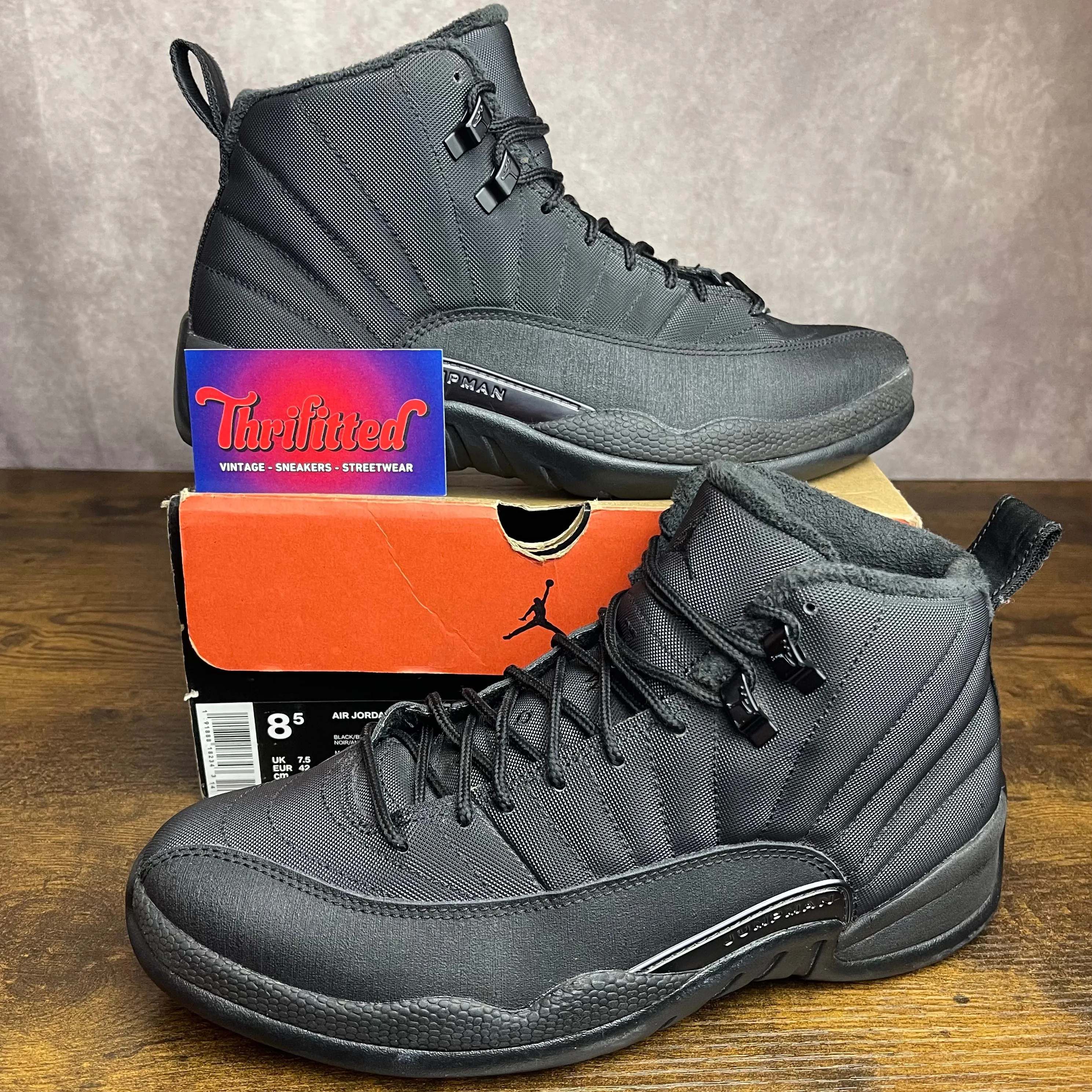 Air Jordan 12 Retro Winterized Triple Black Size 8.5 BQ6851 001 Men s Shoes Rare