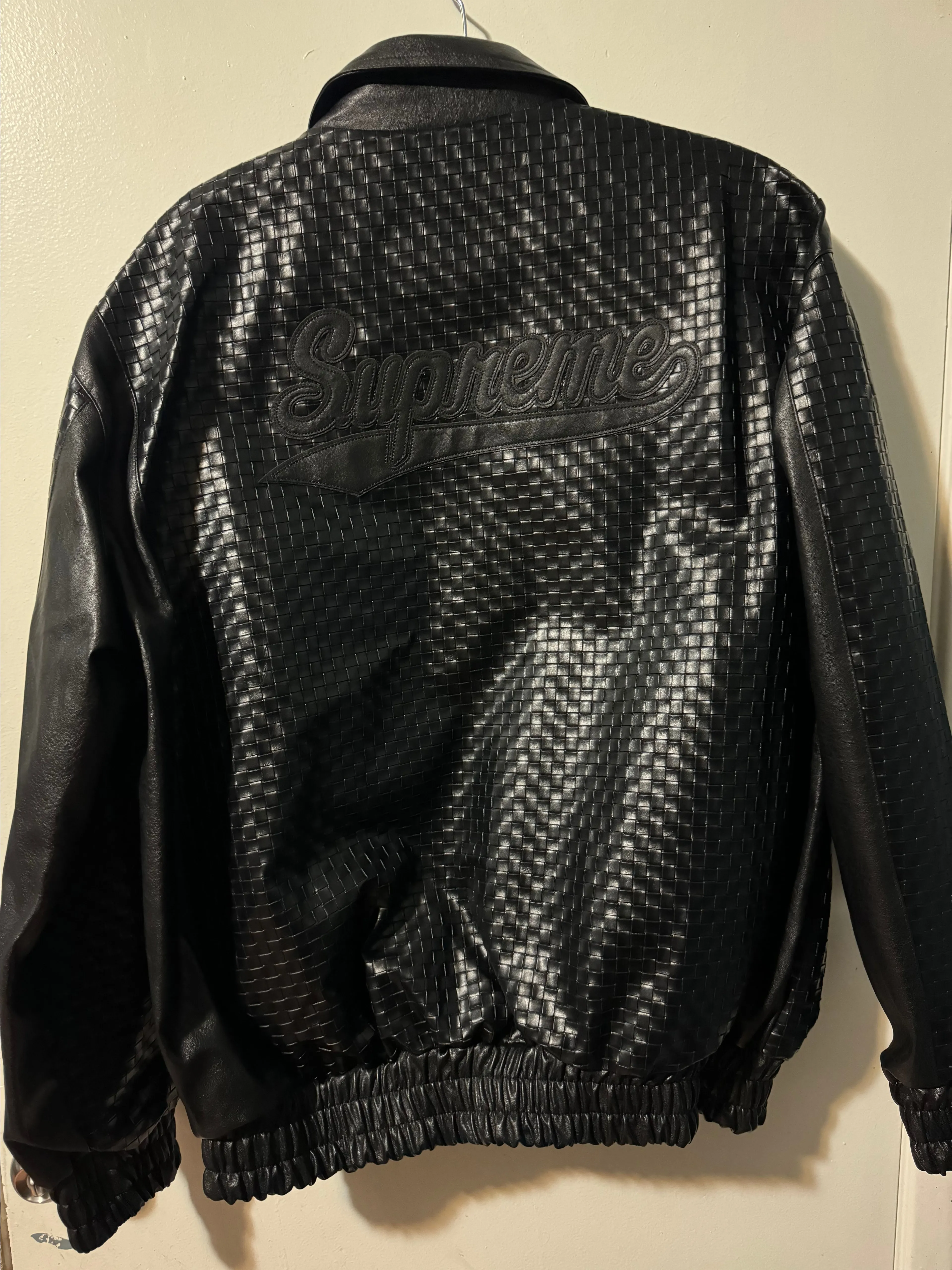Supreme Woven Leather Varsity Jacket · Whatnot: Shop, Sell