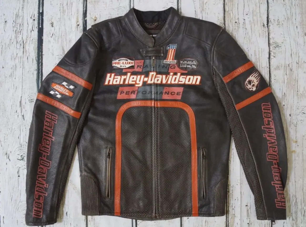 Harley Davidson Men's Half Mile Perforated Leather Riding Jacket