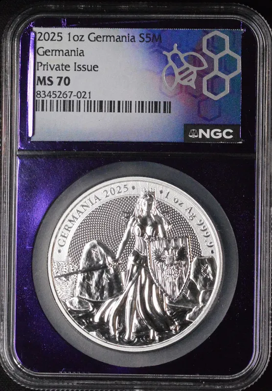 Lady Germania 2025 5 Mark 1 Oz Pure Silver NGC MS70 Trader Bea