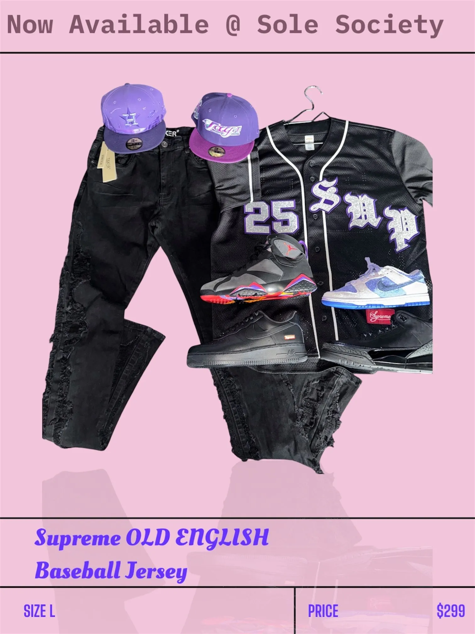 Supreme Old English Baseball Jersey (SS25) - $138