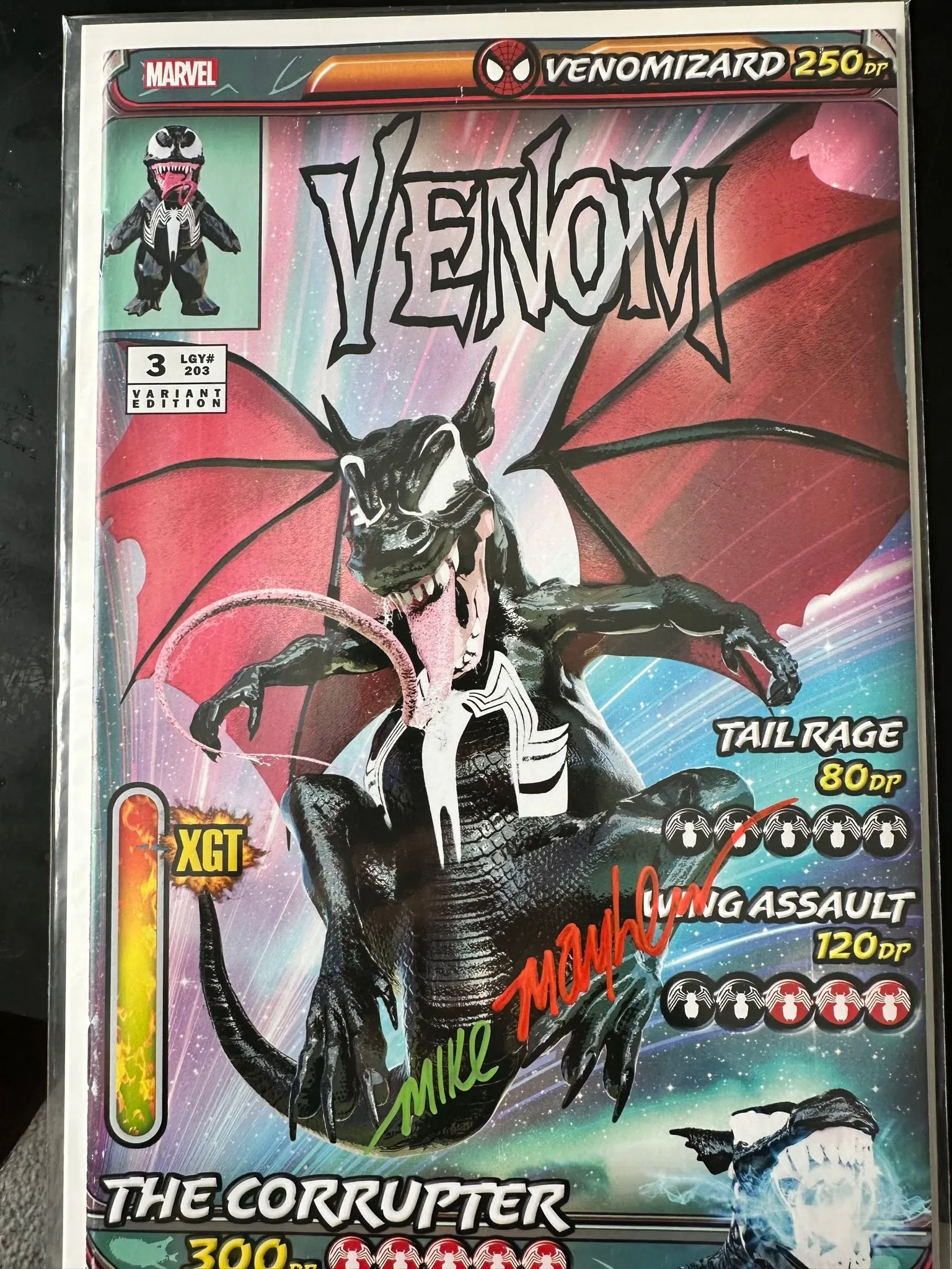 Venom #3 Trade. Mike Mayhew Signed Venomized Charizard Trading