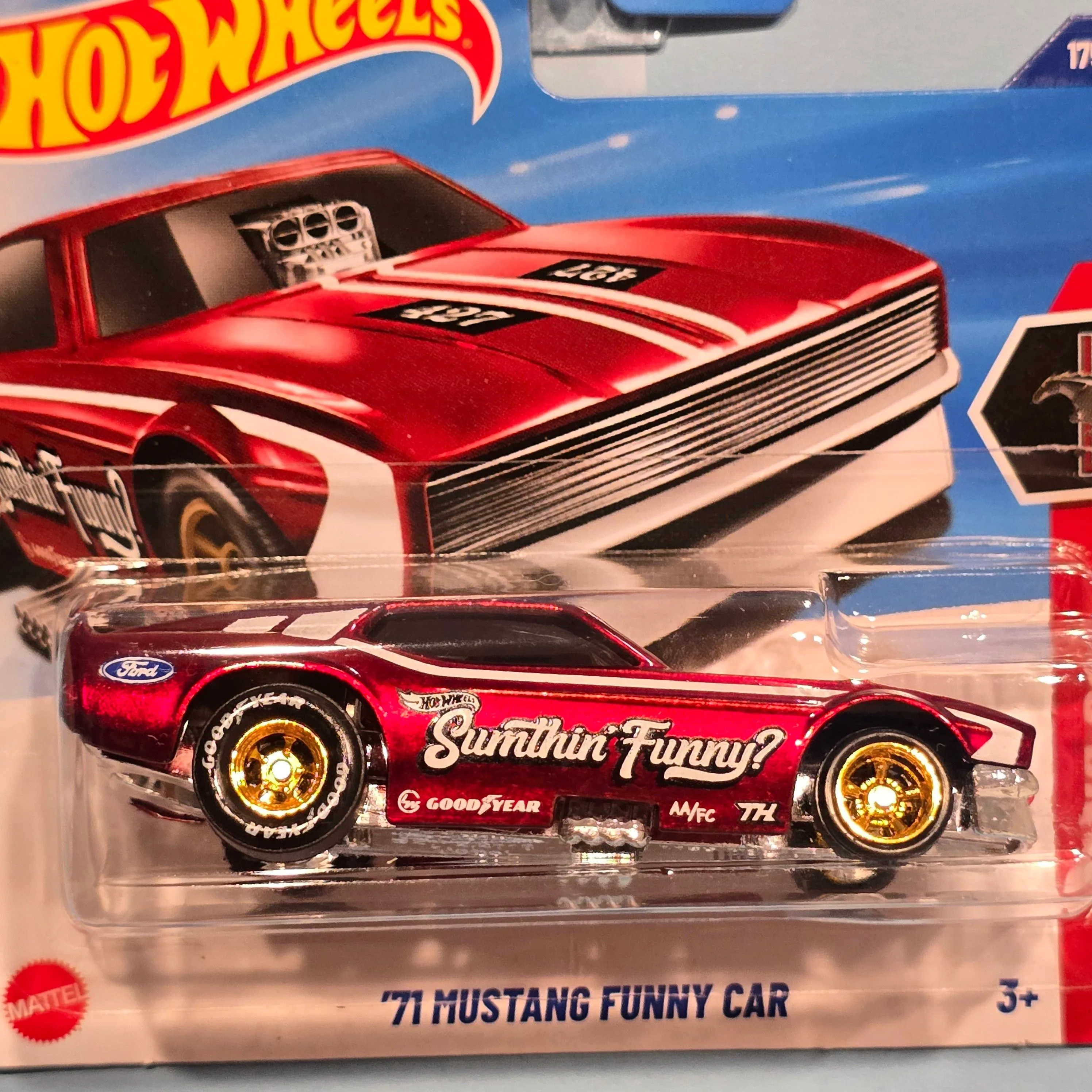 HOT WHEELS 2025 SUPER TREASURE HUNT 71 MUSTANG FUNNY CAR - SHORT
