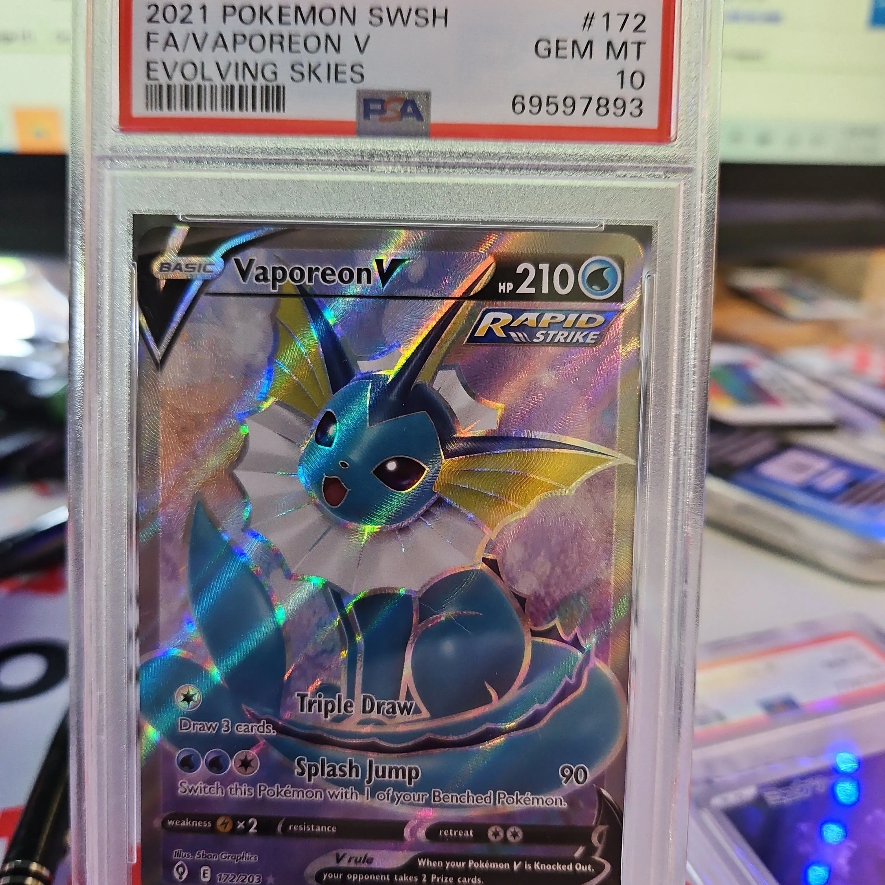 Pokemon Vaporeon V selling Full Art PSA 10 evolving skies