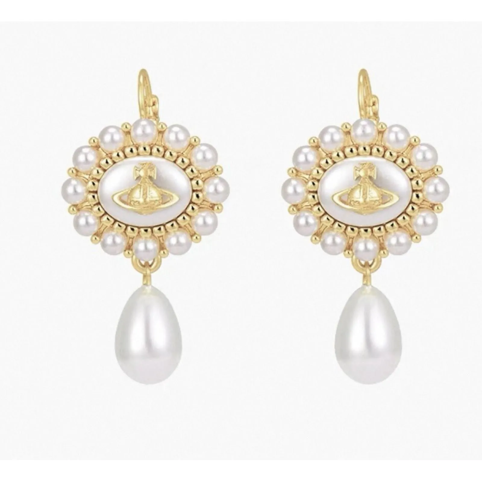 Vivienne Westwood Amaya Baroque Drop Pearl Victoria Earrings