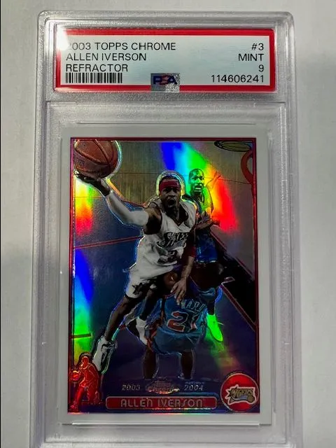 2003-04 Topps Chrome Allen Iverson Refractor #3 76ers PSA 9