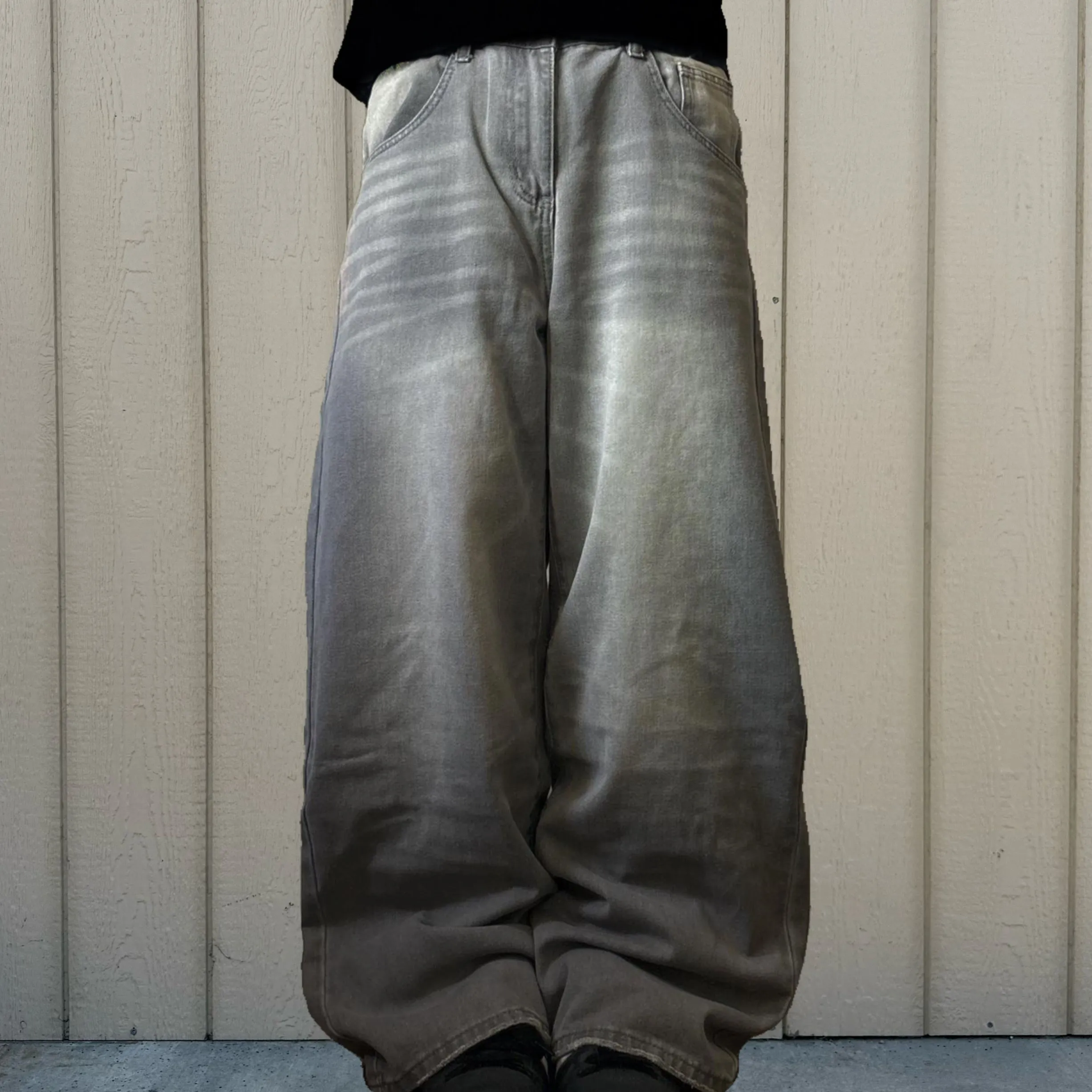 Southpole type y2k/2000s vintage baggy wide leg faded grey skater