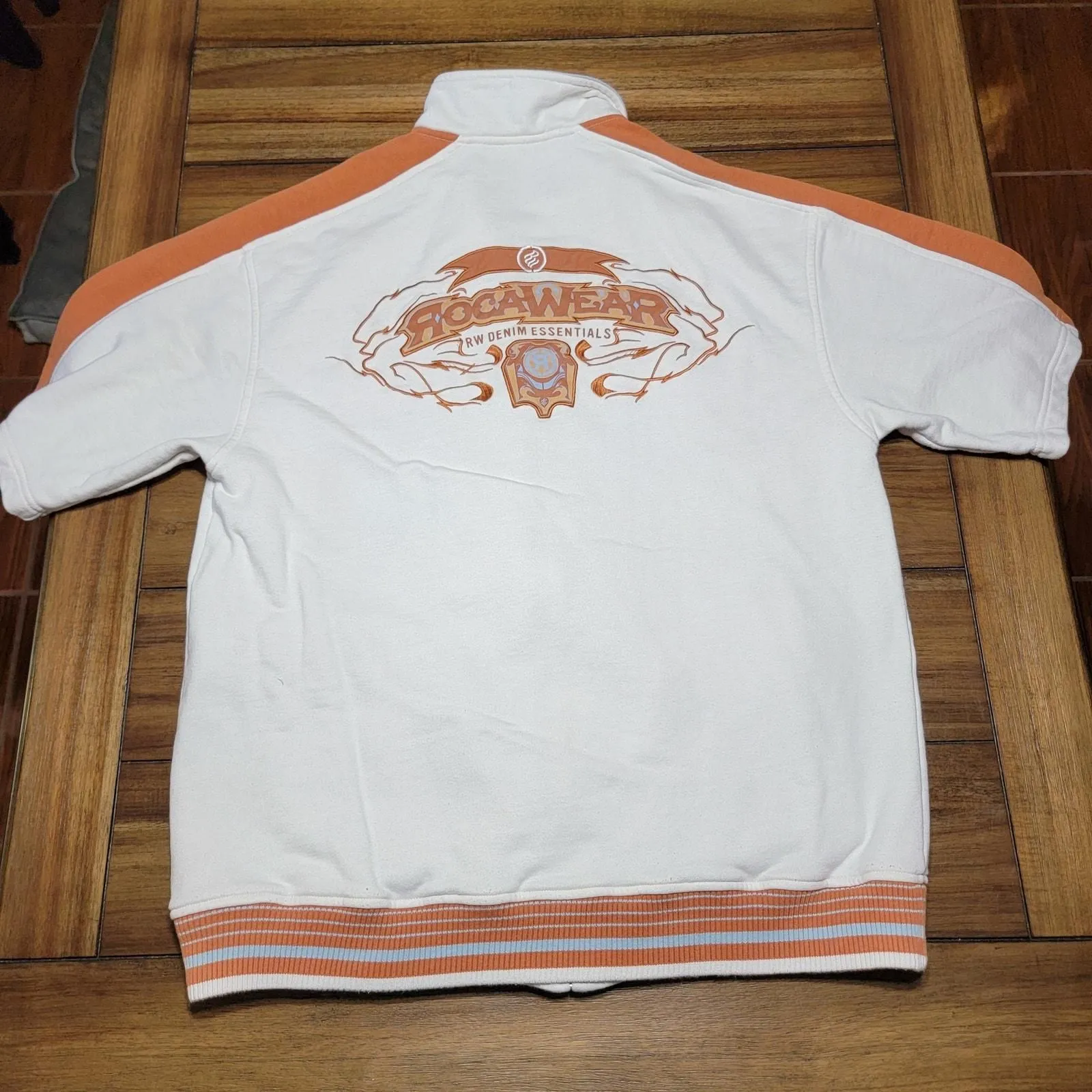 Rocawear Full Zip Short Sleeve White & Brown Unisex Jacket - Size