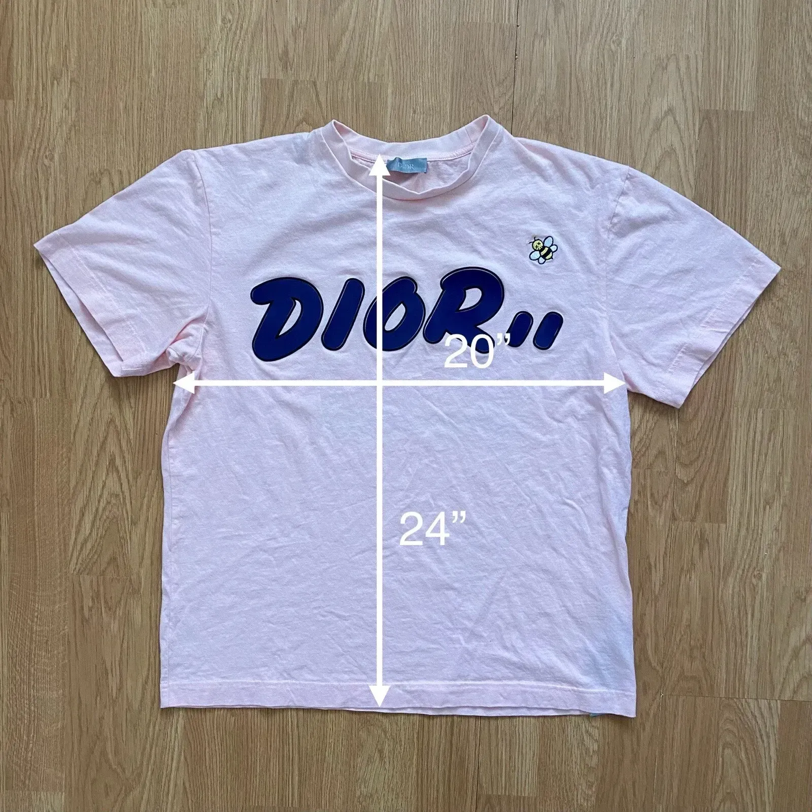 Christian Dior X KAWS Bee Logo Graphic Tee Pink T-Shirt Large Kim