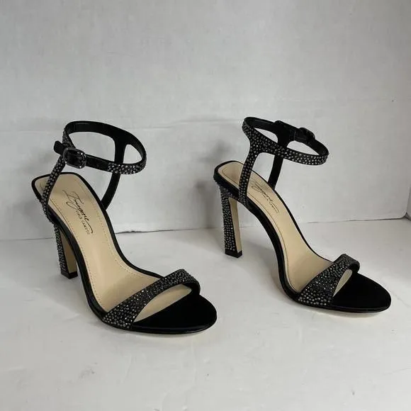 Imagine Vince Camuto Reshi Black store Jeweled Open Toe Strap Sandals Heels NIB Size 5