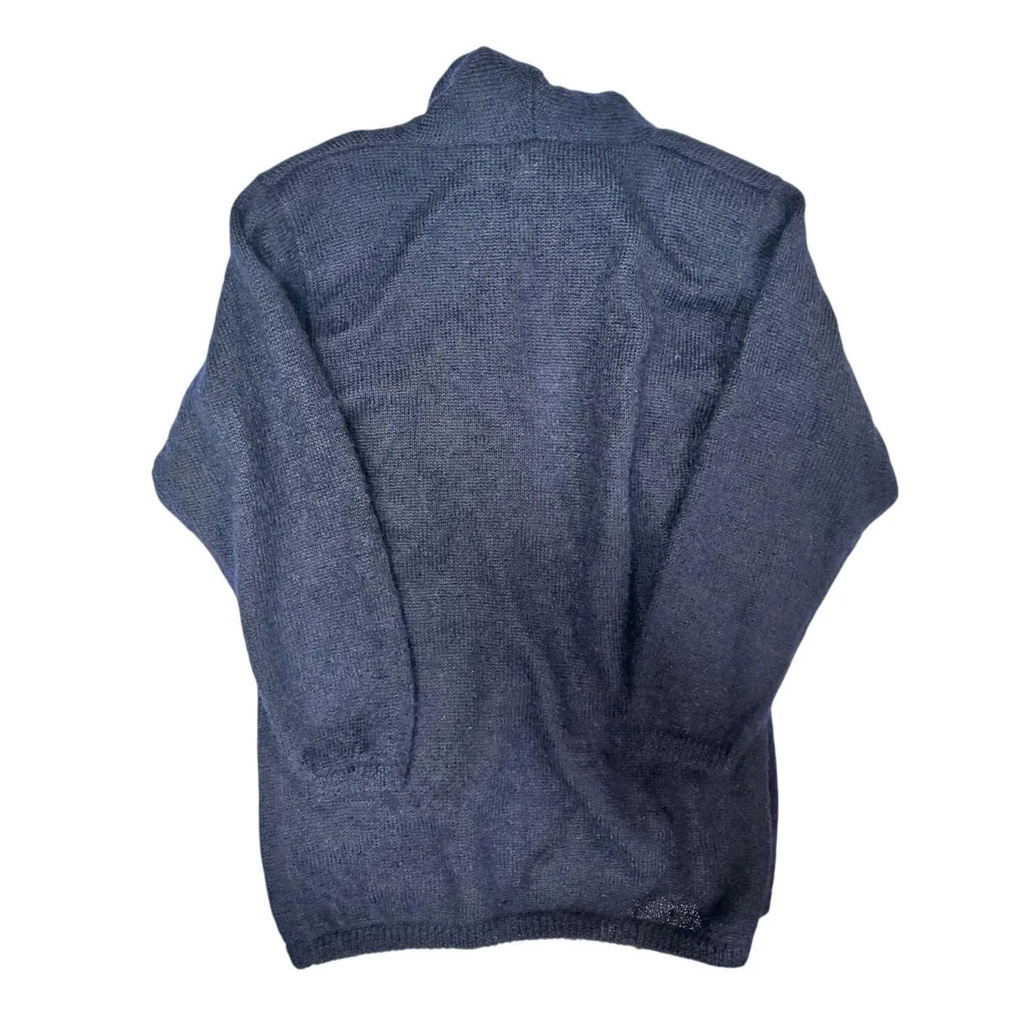 Christian Dior Mohair Cardigan 1980s Long Sweater Open Front Blue