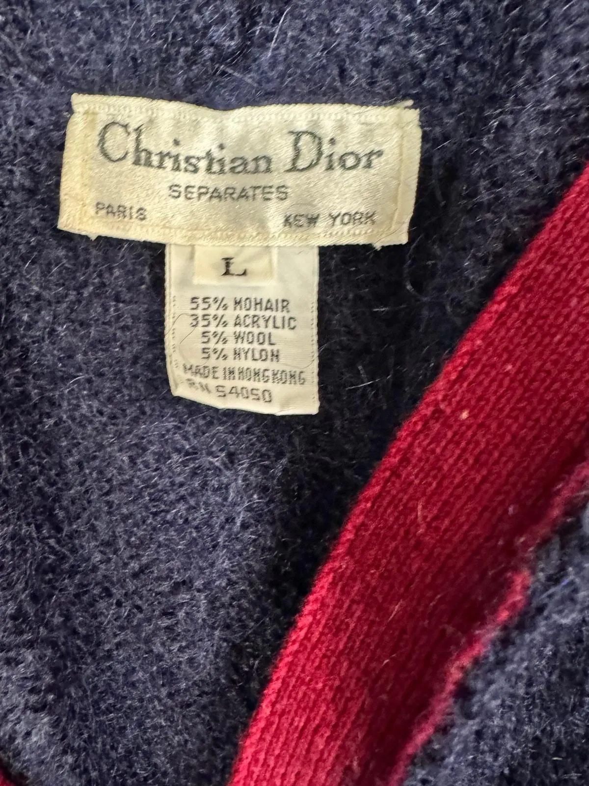 Christian Dior Mohair Cardigan 1980s Long Sweater Open Front Blue