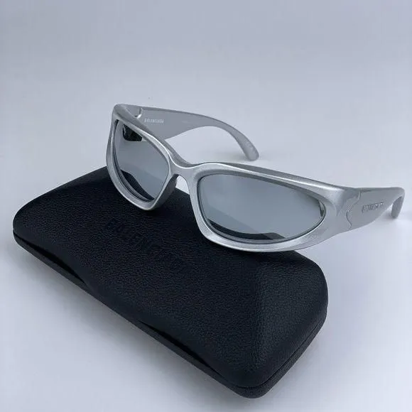 NEW Balenciaga BB0157S 004 Silver Grey Wraparound Extreme