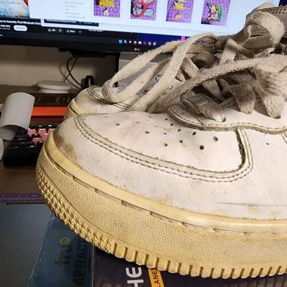 Nike Air Force 1 Mid GS Triple White Dirty Kids Youth Boy