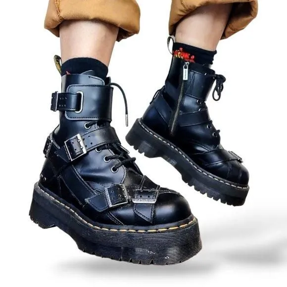 靴 Dr.Martens JADON STRAP UK5 Jadon Strap Platform Leather Boots in Black | Dr. Martens