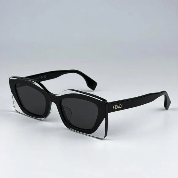 NEW Fendi FE40034U 01A Crystal Black Smoke Geometric Women